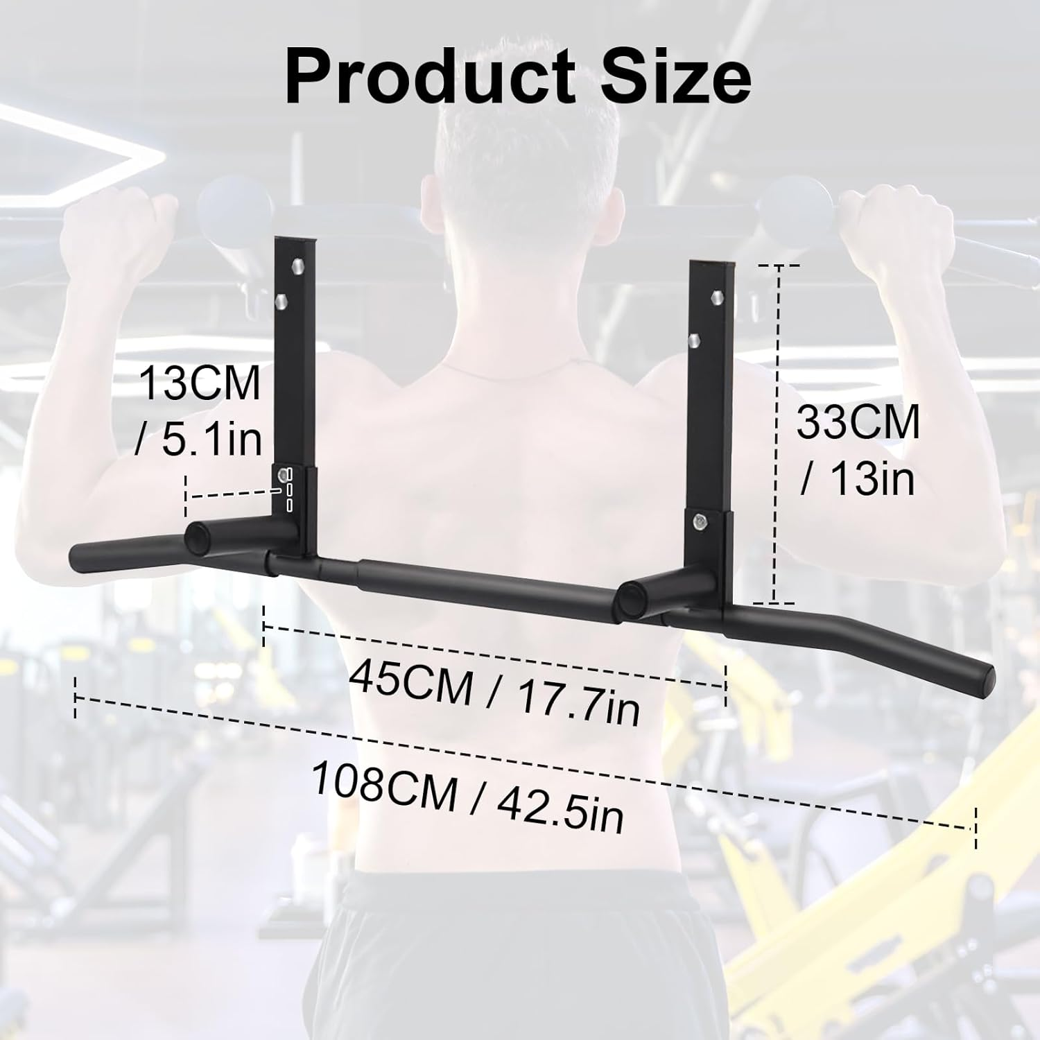 Raylove Pull up Bar 440 Pounds Max Weight Capacity - Heavy Duty Steel Multi-Grip Strength Training Bar for Ceiling/Overhead Mount, Chin-Up & Pull-Up Fitness Trainer for Home Gym, Men & Women image number 1