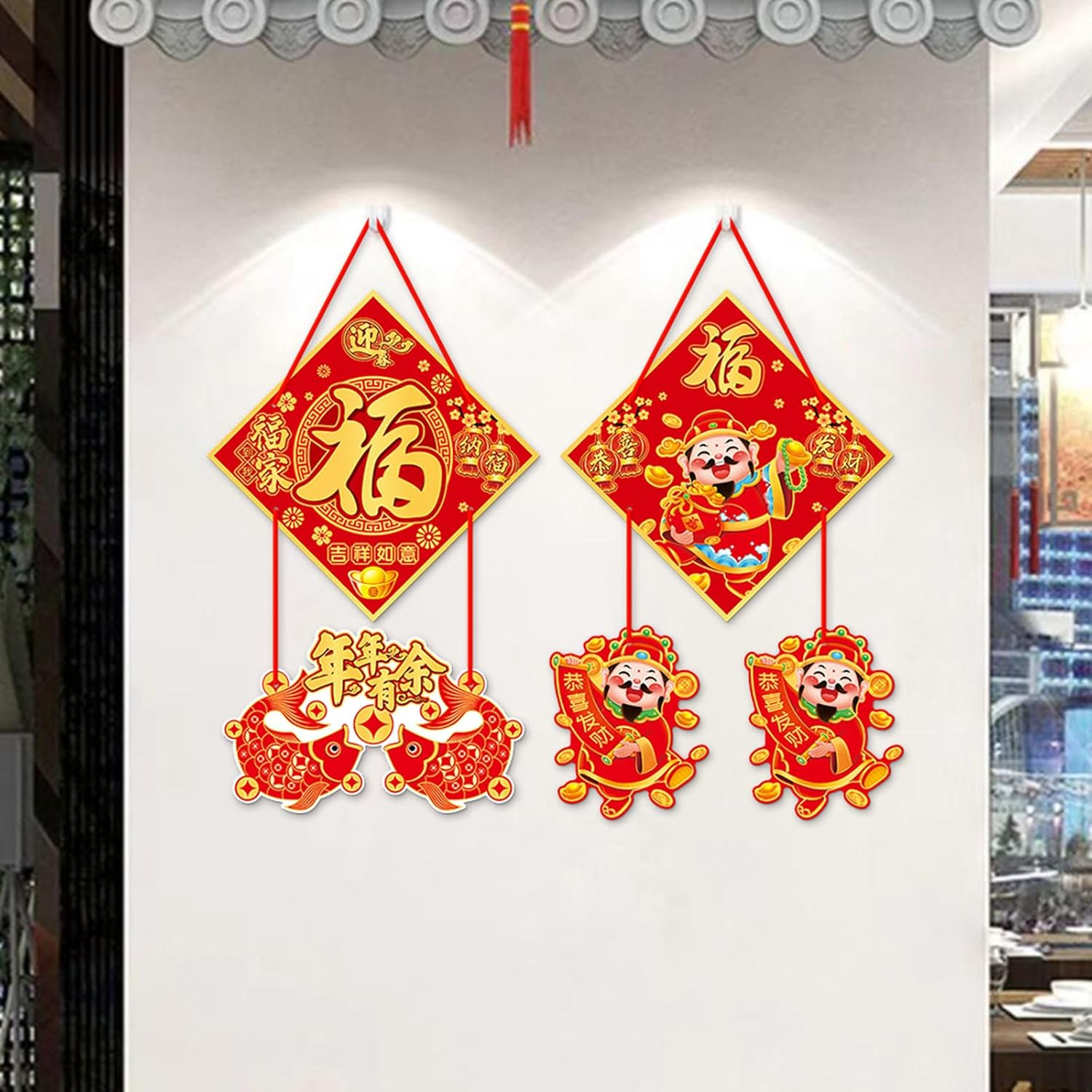 2PCS Large Chinese New Year Decorations Horse Lunar Lucky Hanging Ornament for Spring Festival Decor Year of the Festival Decoration for Party Together Celling Home Office Bedroom Supplies image number 3