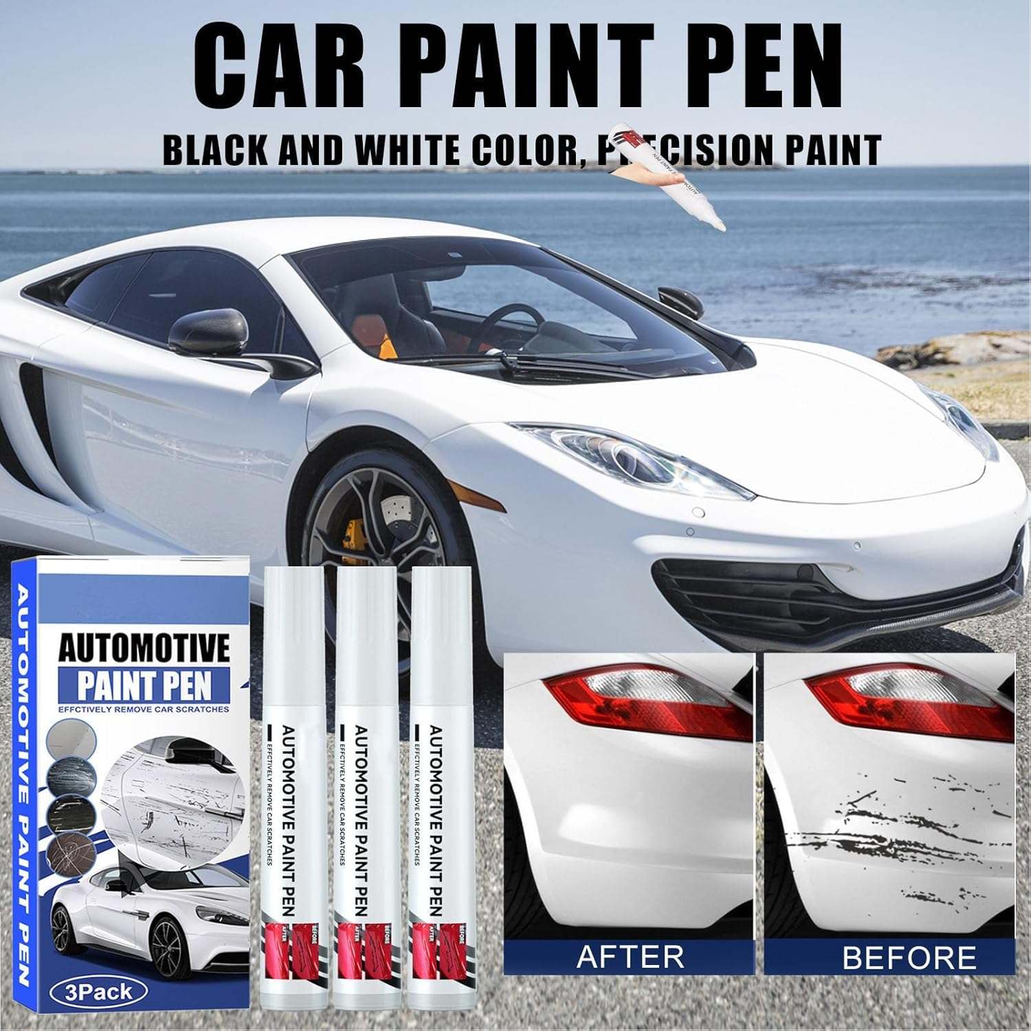 Car Touch up Paint Pen Effective Repair for White Color Automotive Scratch Remover Tool image number 6