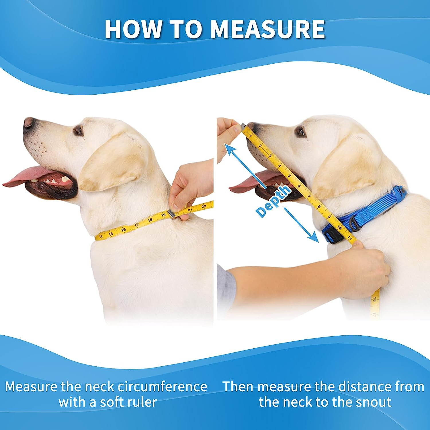 Soft Dog Cone Collar for Dogs after Surgery, Buster Collars for Dogs and Cats, E-Collars for Dogs, Adjustable Dog Recovery Collar for Pets, Protective Head Cone for Dogs Prevent Licking (Blue, Size 5) image number 3
