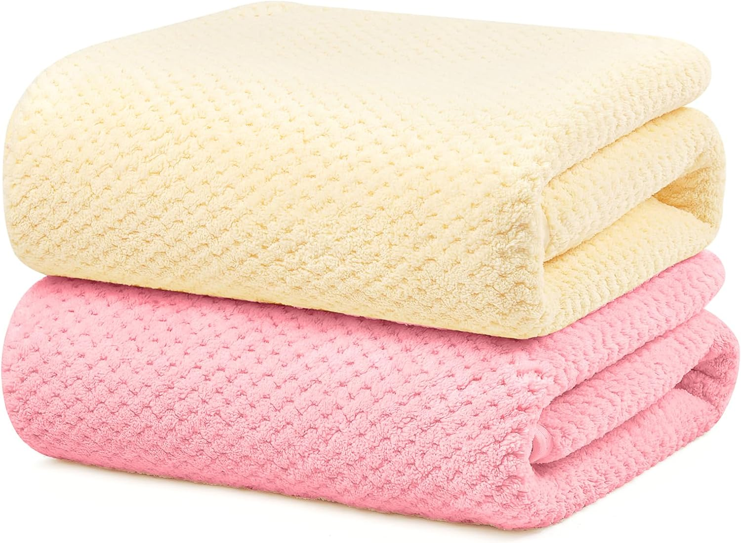 YURIRIA Bathroom Towels 2 Pack Ultra Soft Water Absorbent Towel Set for Quick Drying Microfiber Towels in Bathrooms, Beach, Swimming Pool, Gym, and Spa Centers (Pink+Green)