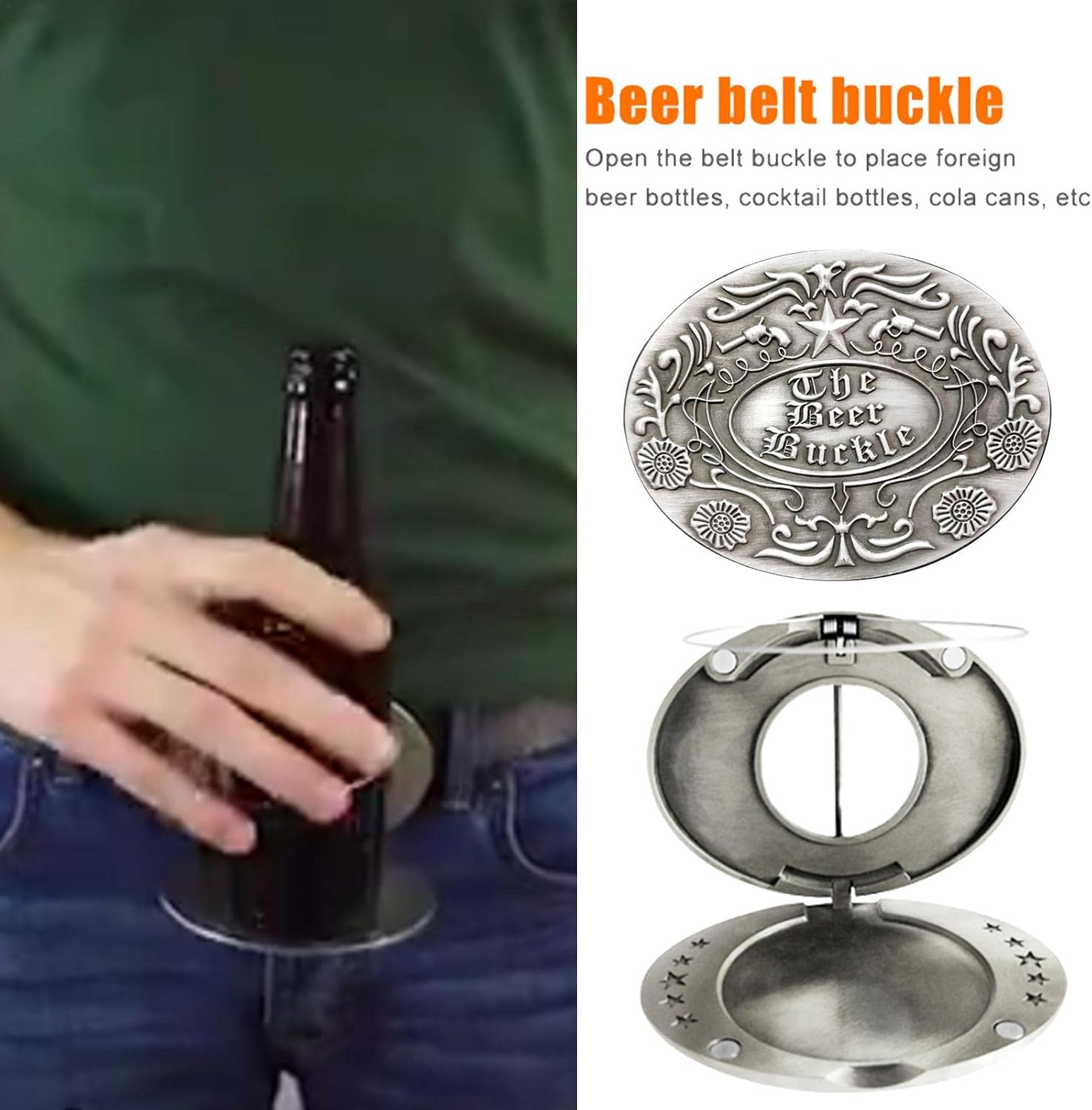 Beer Belt,Hands- Beverage Can Holder Portable - Portable Beer Belt Buckle for Camping Picnic B/ - A: Cross image number 7