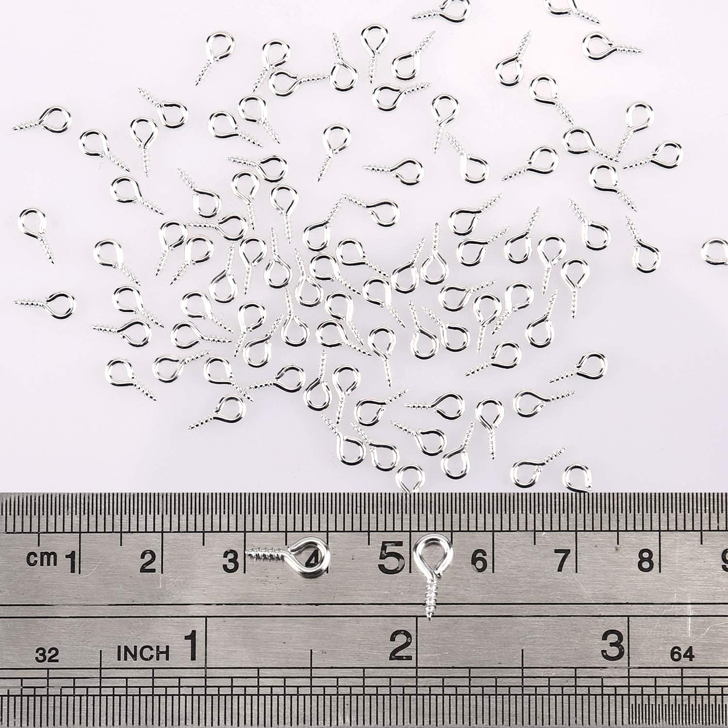 AIEX 300 Pcs Screw Eye Pins Hooks Eyelets Screw Threaded for Jewelry Making Findings DIY Crafts, Silver