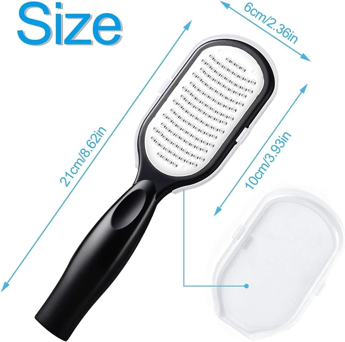 Premium Stainless Steel Pedicure Tool - Ergonomic Foot File for Hard Skin Removal, Durable Heel Scraper for Cracked Heels, Professional Foot Care, Black & White image number 2