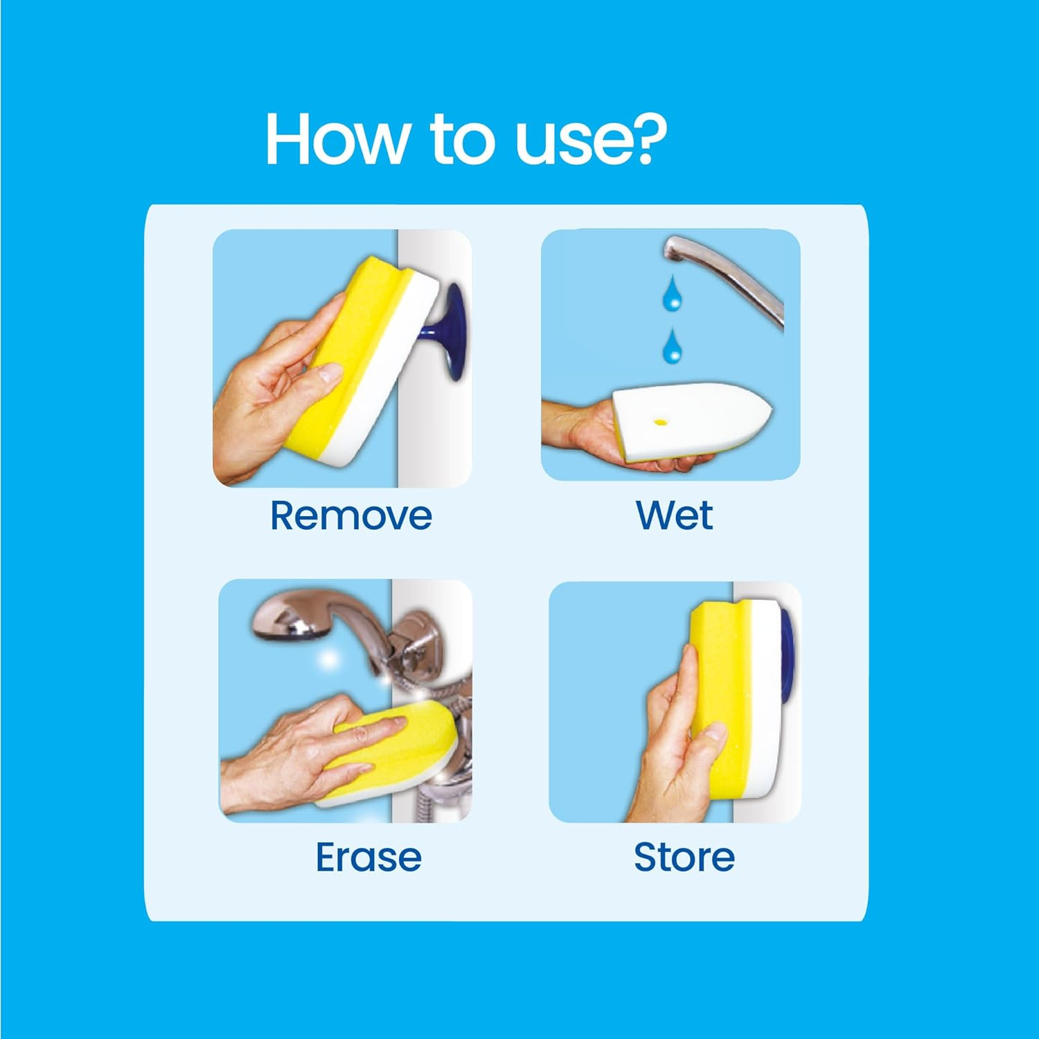 White Magic Shower Eraser Sponge Refill Twin Pack &ndash; 15X8X4.8Cm, Chemical-Free Cleaning, Removes Soap Scum & Hard Water Stains, Micro-Abrasive Fibers, Eco-Friendly & Reusable, Includes Suction Hook image number 5