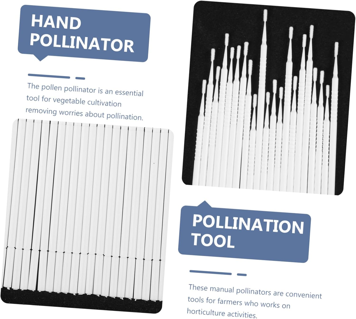 20Pcs Manual Plant Pollinator Tool for Vegetable and Fruit Trees, Portable White Gardening Pollination Brushes for Outdoor Fruit and Flower Pollinating image number 1