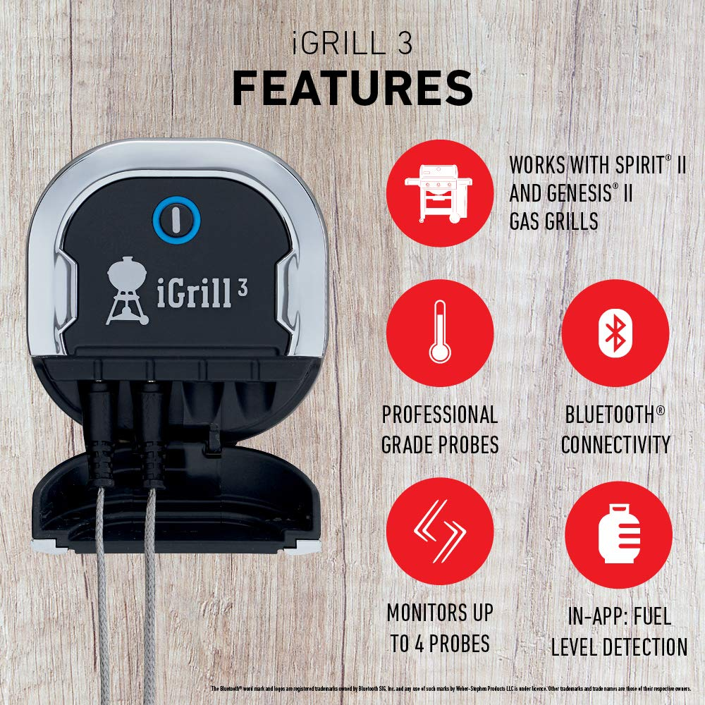 Weber Igrill 3 BBQ Digital Cooking Thermometer Heat Resistant Instant Read Thermometer for Your Weber Spirit or Genesis BBQ image number 1