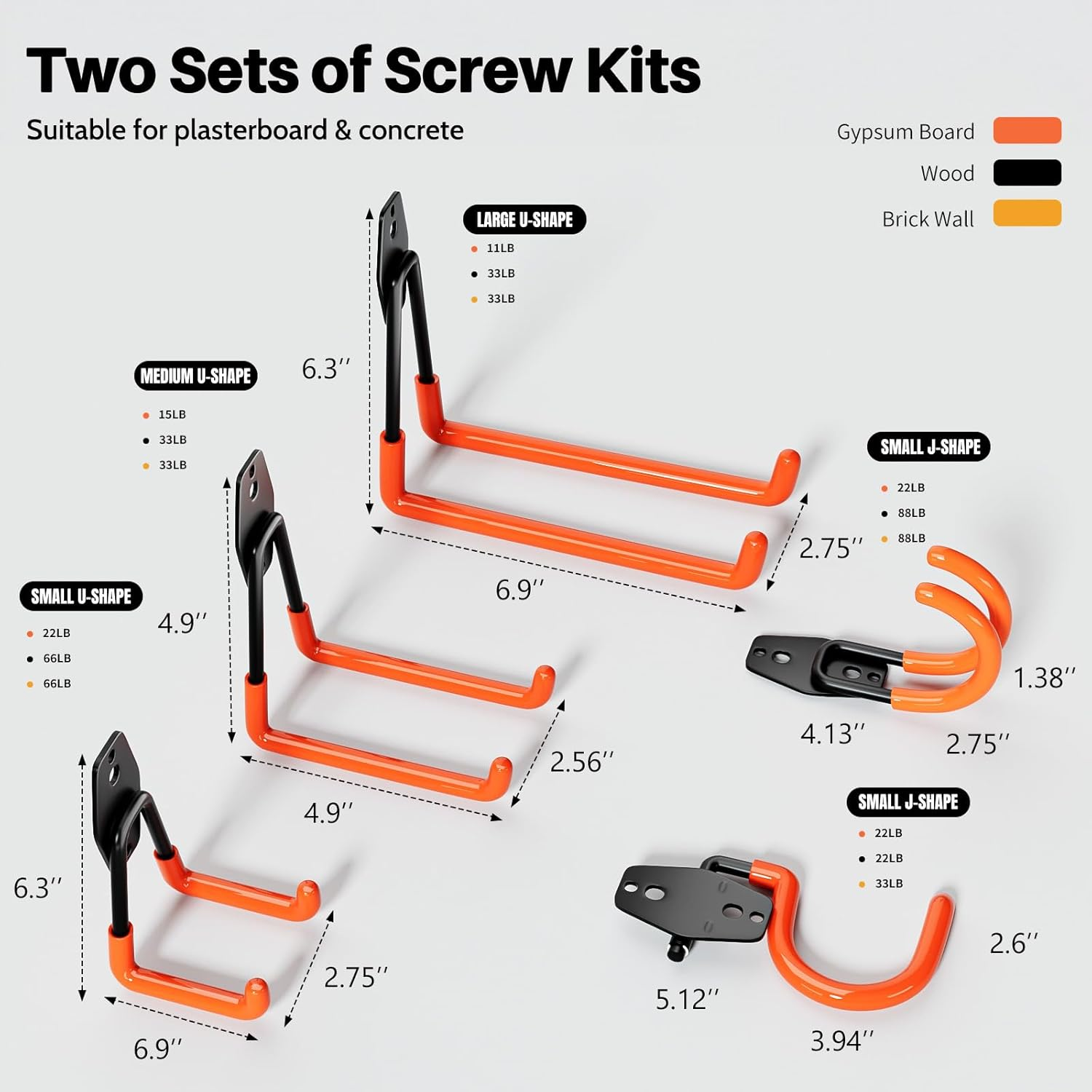 Garage Hooks Heavy Duty 14 Pack Wall Mount Storage Hangers with Mop Broom Holders and Extension Cord Holder Organizer for Power Tool Garden Tool Utility Ladder Hose image number 4