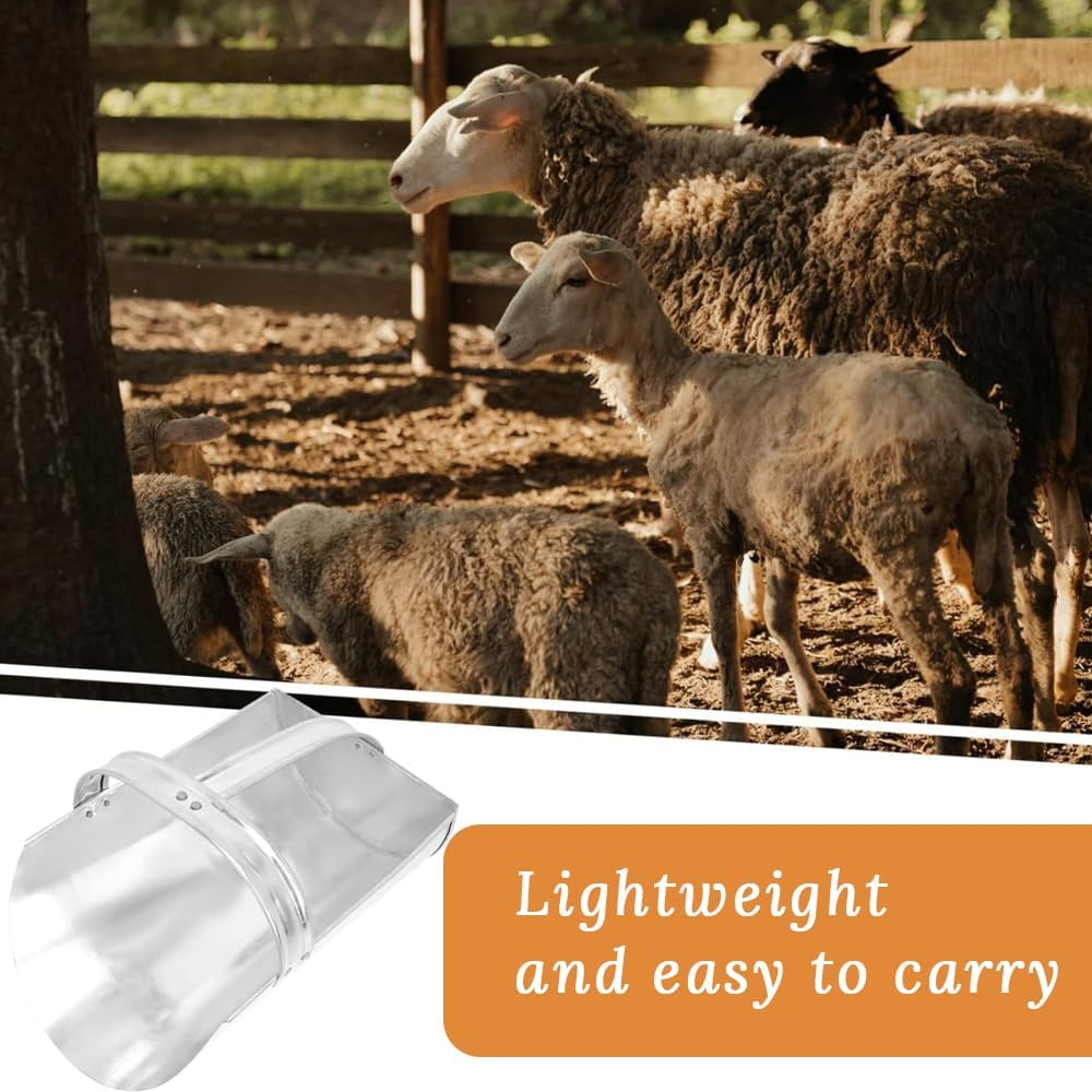 Two-Pack Metal Feed Shovel with Closed Handle for Comfortable Grip, Stainless Steel Livestock Feed Shovel Tool, Large Garden, Food, Farm Livestock, Homestead Farming Use image number 4