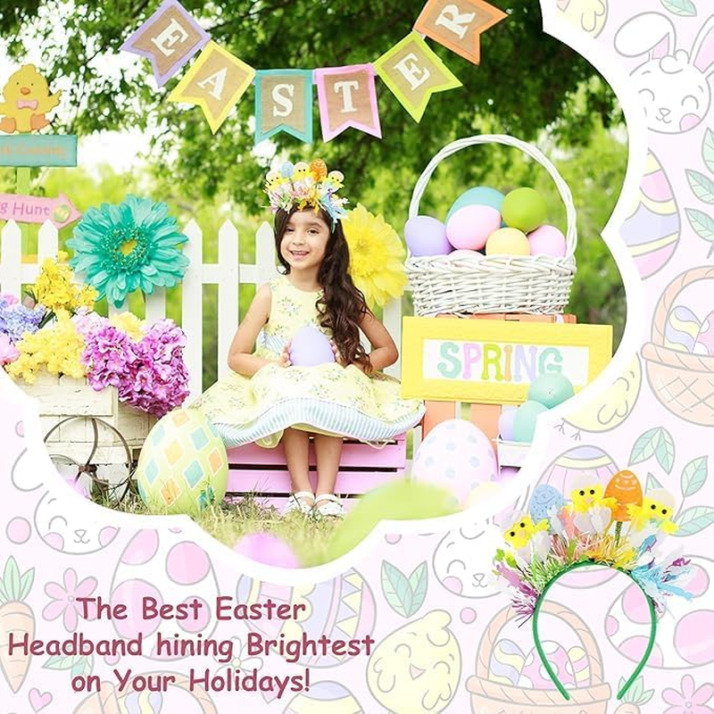 Easter Headband, Easter Chick Headbands Cute Hen&rsquo;S Egg Boppers Felt Hairbands Eastercostume Photo Booth Props Colorful Easterparty Decorations Favors for Women image number 5