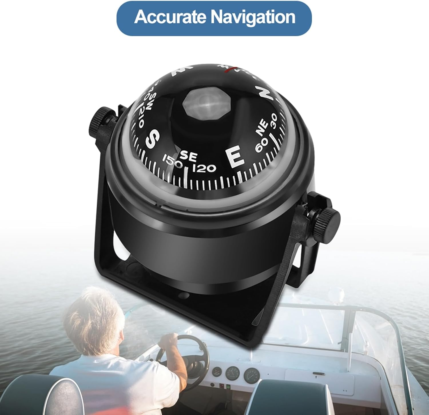 CHICIRIS Adjustable Vehicle Compass, Simple Directional Reading Car Dashboard Compass for Boats Several Vehicles, Waterproof Electronic Night Vision Compass with Adjustable Bracket image number 4