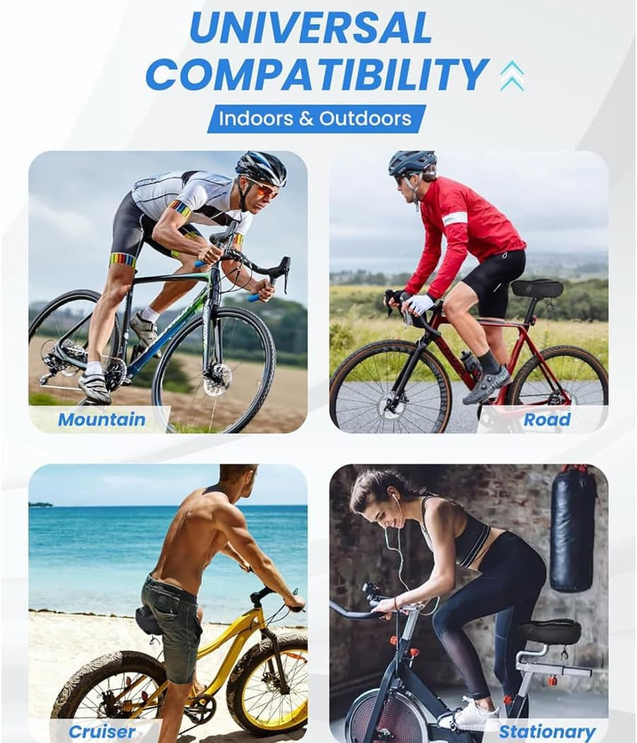 Bike Seat Cushion, Padded Gel Bike Seat Cover for Men & Women, Wide Comfortable Exercise Bike Seat Cushion Cover, Soft for Spin Indoor Outdoor Cycling Class Mountain Stationary Bikes image number 5