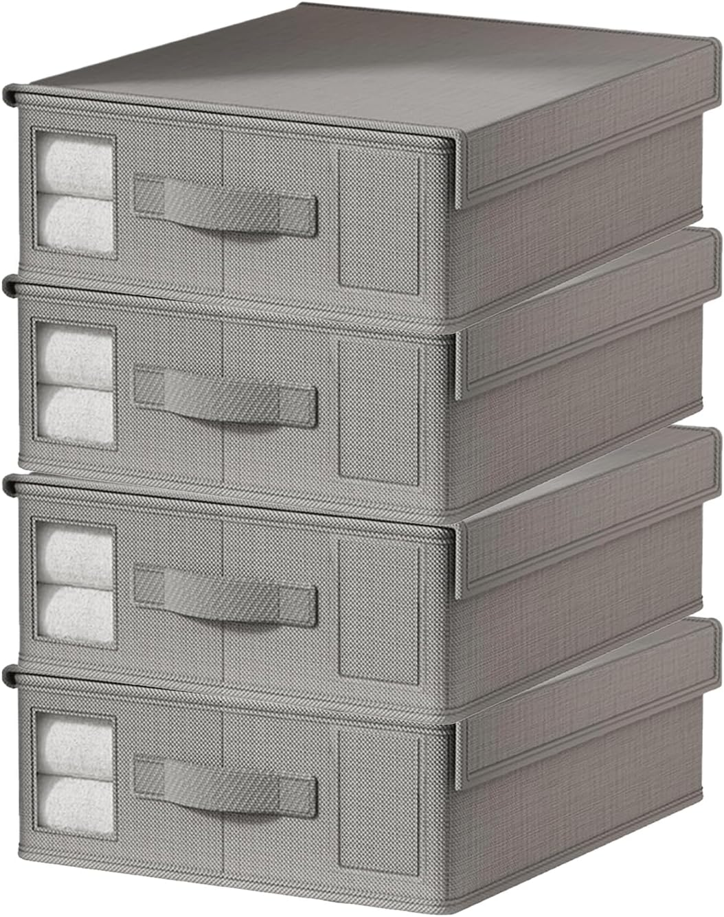 LAMCAN 4 Pack Bedding Storage, Linen Cupboard Storage & Organisation, Foldable. Sheet Organizer for Linen Closet, Suitable for Duvet Cover Sets, Clothes, Blankets