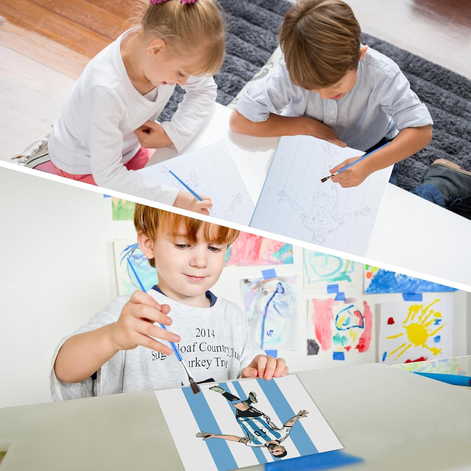 QDUODUO Football Painting by Numbers with Frame for Adults Beginners and Children from 6 Years, LM10 Football Paint by Numbers with Canvas Brushes Acrylic Pigment, 20 X 20 Cm Small DIY Hand-Painted - Cartoon Paint By Numbers Set Of 2 image number 2