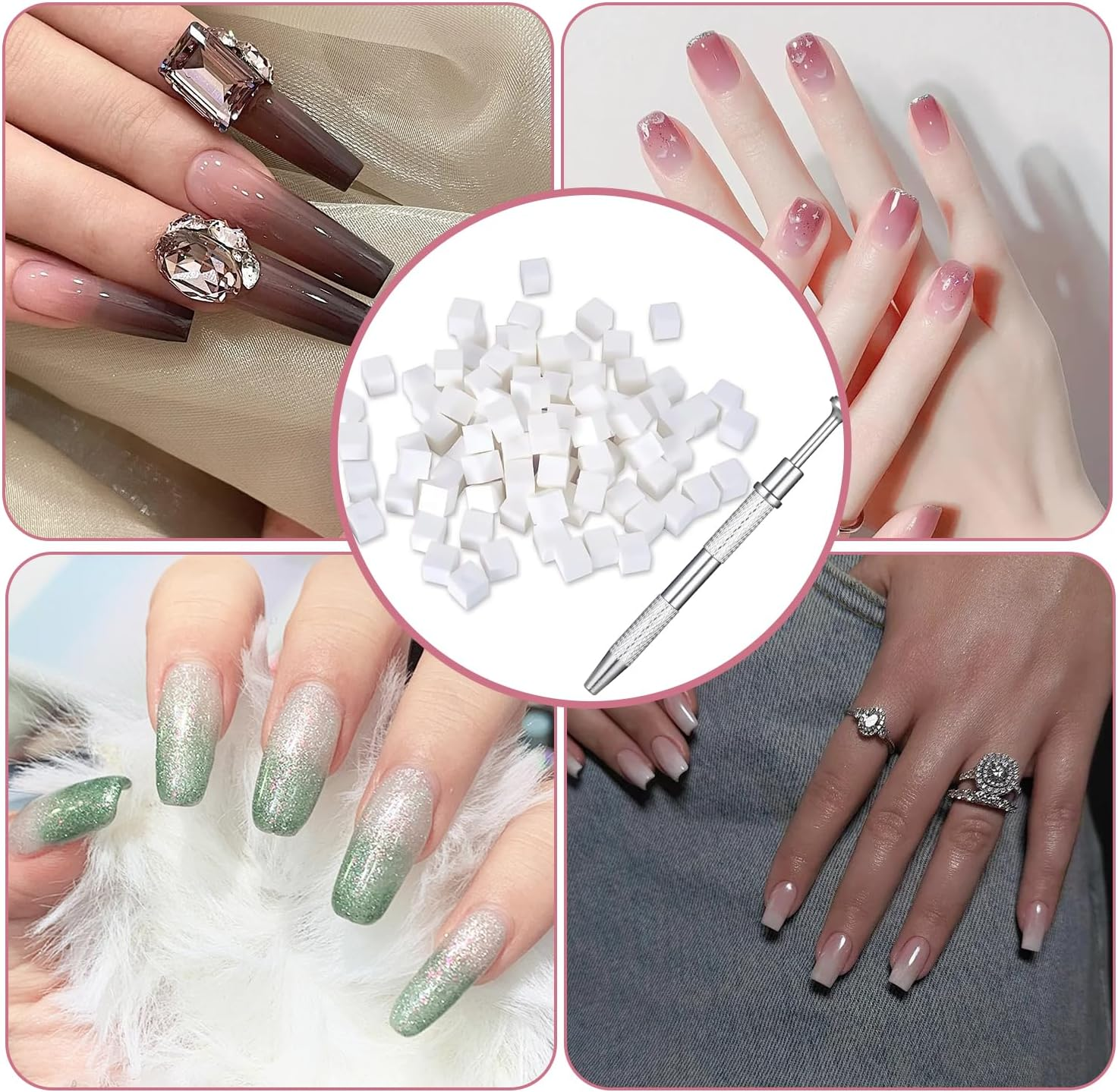 100 Pieces Nail Sponges for Ombre Ombre Nail Brush with Metal Gripper Nail Art Tools Sponge Ombre Nail Tools Nail Art Tools Sponge Brush for Nail Art Design Manicure DIY image number 1