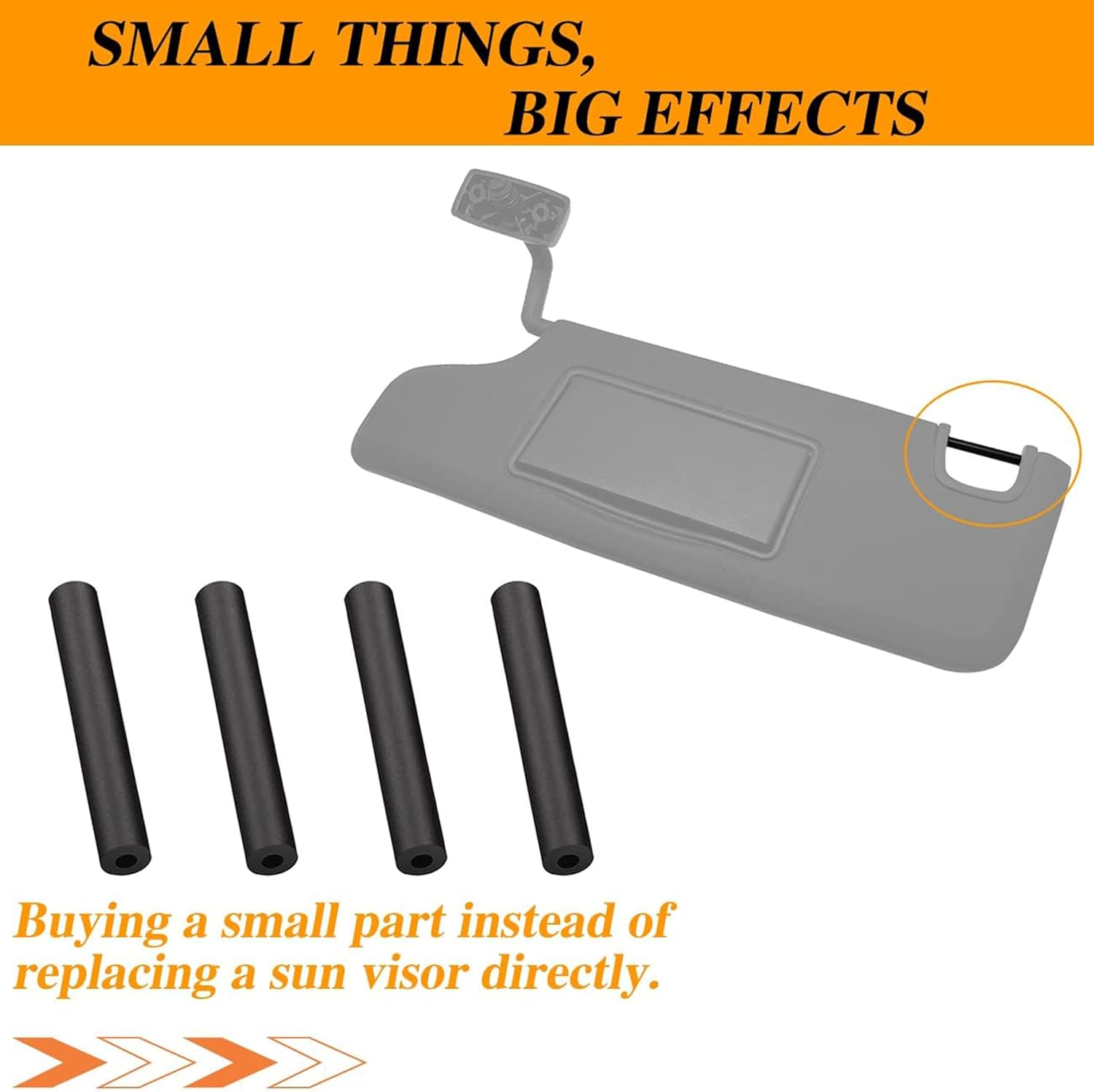 6 Pack Sun Visor Repair Kit,Compatible with -Jeep- Wrangler, JK JKU 2007-2017,Silicone Rubber Black Repair Tube,Driver & Passenger Side Sunvisor Repair Tube,Auto Parts image number 2