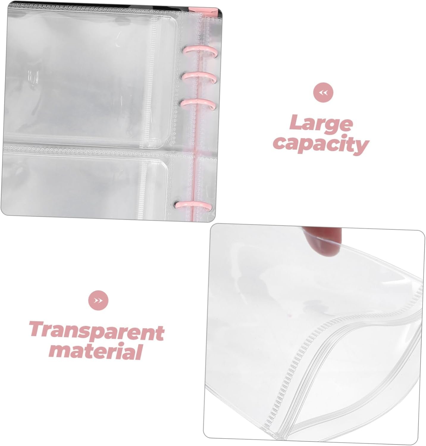 CHILDWEET Jewelry Storage Bag Self-Sealing Pockets Pink Compact Jewelry Organizer Travel Ring Earring Necklace Book image number 1