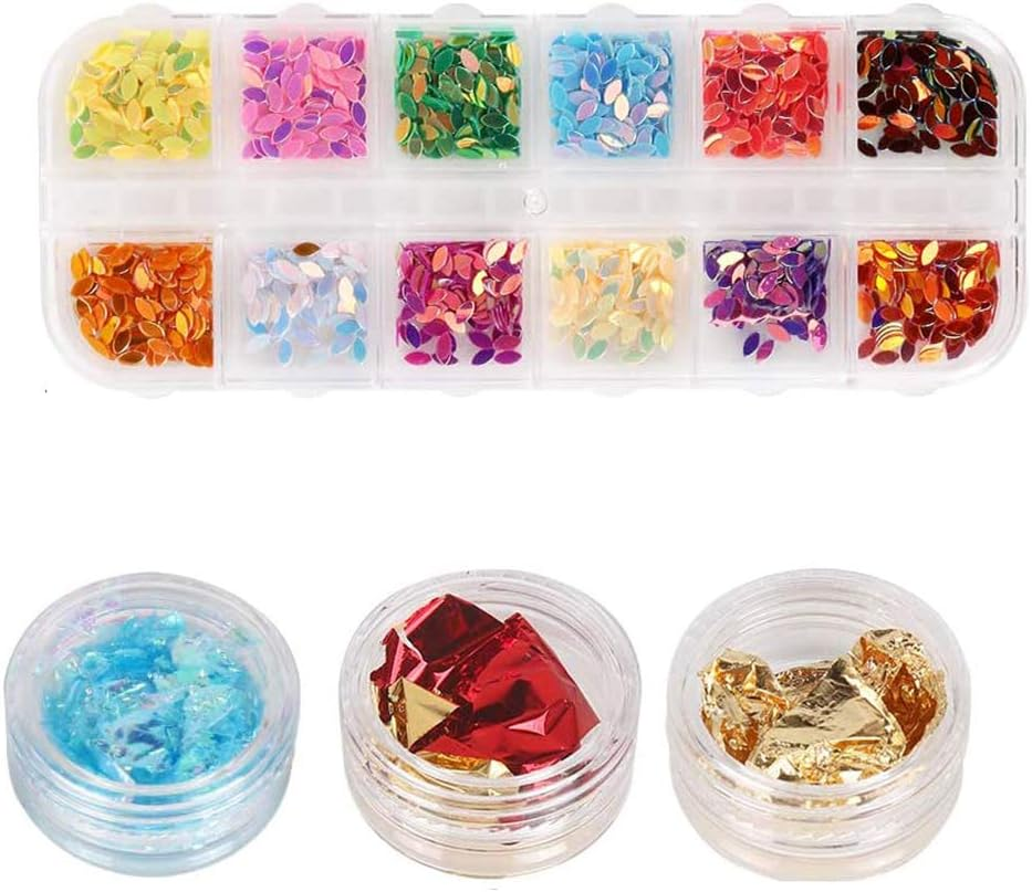 5 Box and 36 Pots Foils Flakes Nails Rhinestones Professional Nail Decoration Stud Foil image number 2