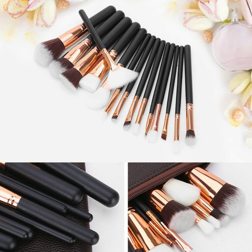 Soft 15Pcs Pro Face Powder Makeup Brushes Set Eyeshader Blending Highlight Tools image number 6