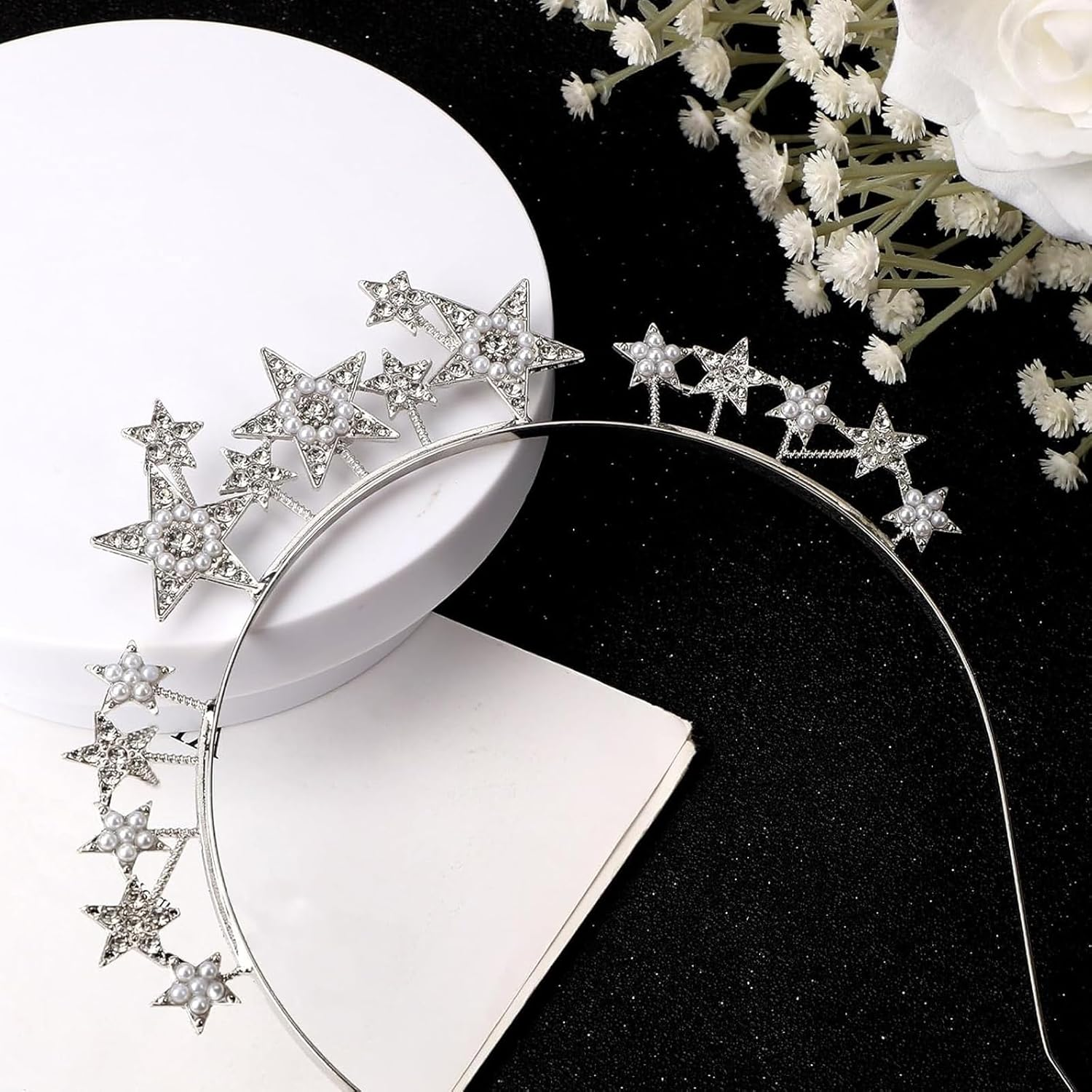 RTRTGS Star Headband Rhinestone Hair Band Carnival, Hair Band Stars, Crown with Haly Layer, Headband Sun Rays, Goddess Hair for Wedding Christmas - Headpiece for Women and Girls image number 1