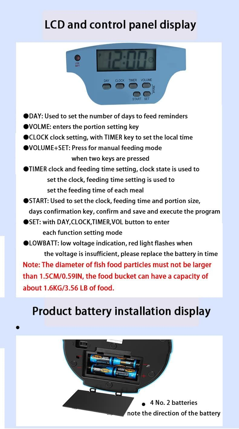 TEMU-SC 4.5L Pond Feeder, Automatic Fish Feeder for Pond, Automatic Koi Fish Feeder for Pond Outdoor, Fish Feeder Automatic Dispenser(Battery Powered) - 4.5L image number 2