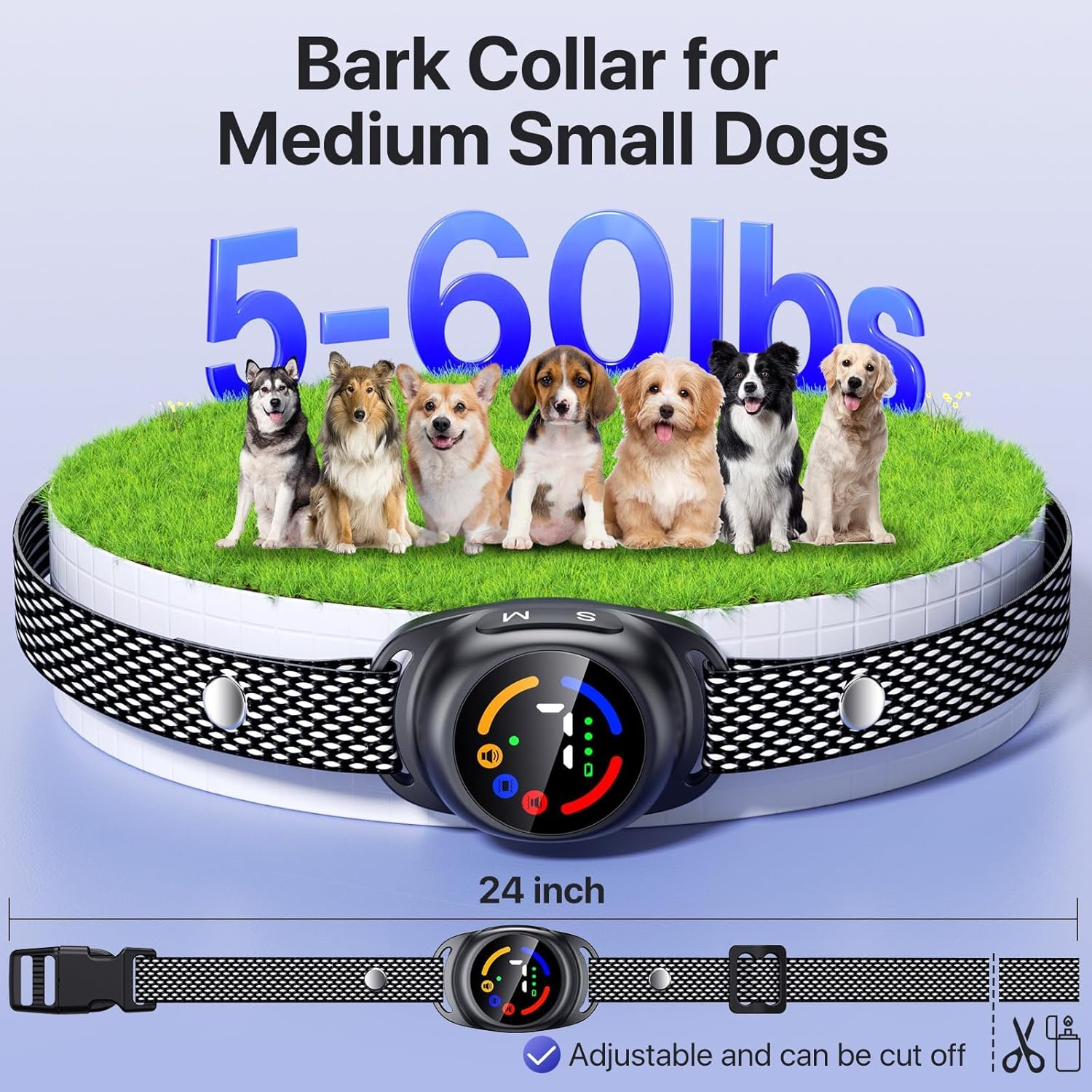 Dog Bark Collar for Small Dogs,No Shock Bark Collar with Beep & Vibration Only, IP67 Waterproof No Bark Collar Rechargeable with 7 Adjustable Sensitivity (Black) image number 1
