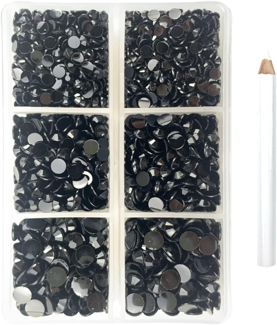 Multi Size 3Mm 4Mm 5Mm Jelly AB Rhinestones for Tumblers - Non Hotfix & round Flat Back, Resin Rhinestones for DIY Cups Nails Crafts (Black)&hellip;