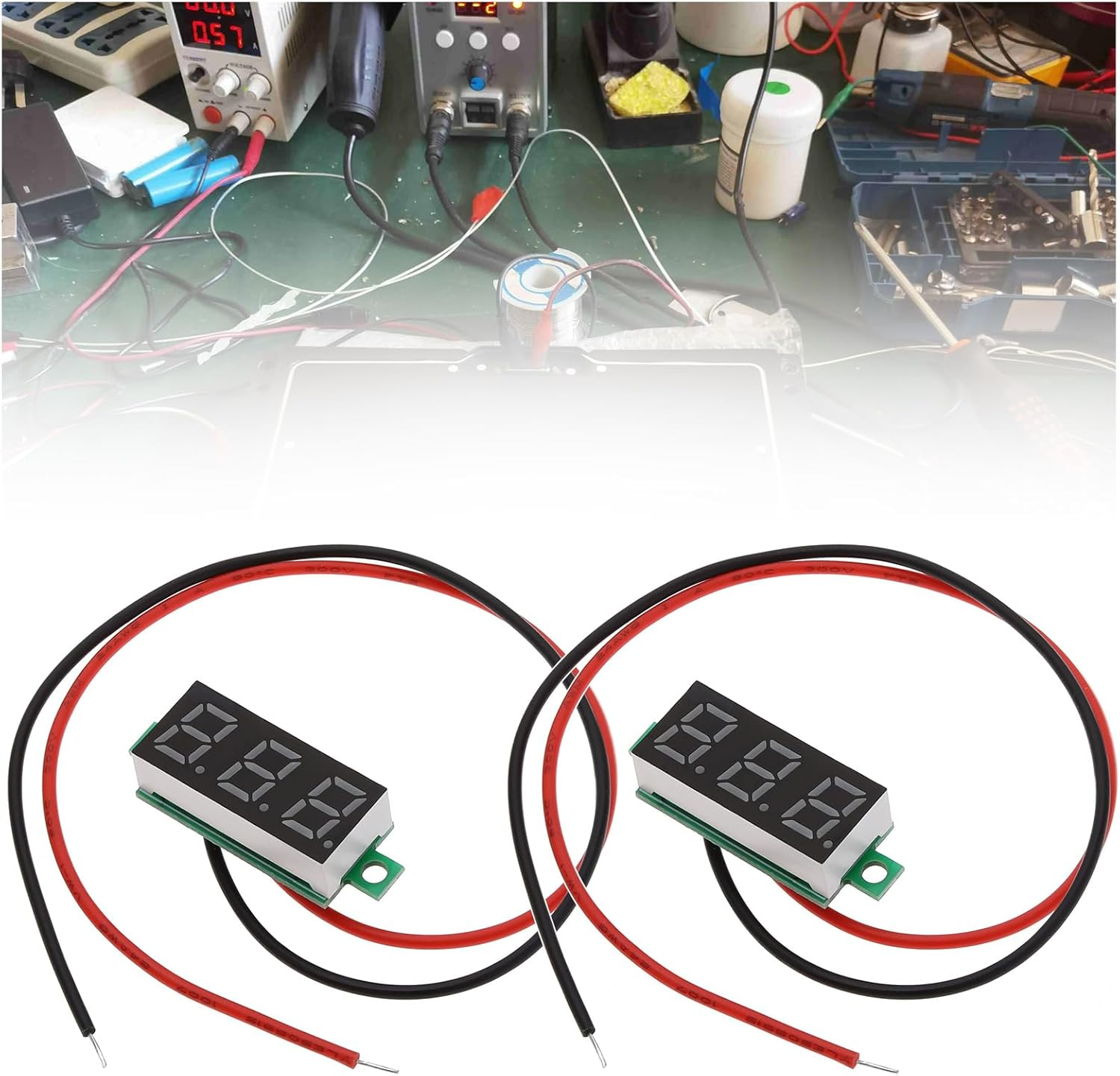 Emsea 5PCS Mini Digital Voltmeter with LED Display 2.5V - 30V Voltage Meter Voltage Measurement Module Voltage Tester Detector for Automobile Batteries image number 1