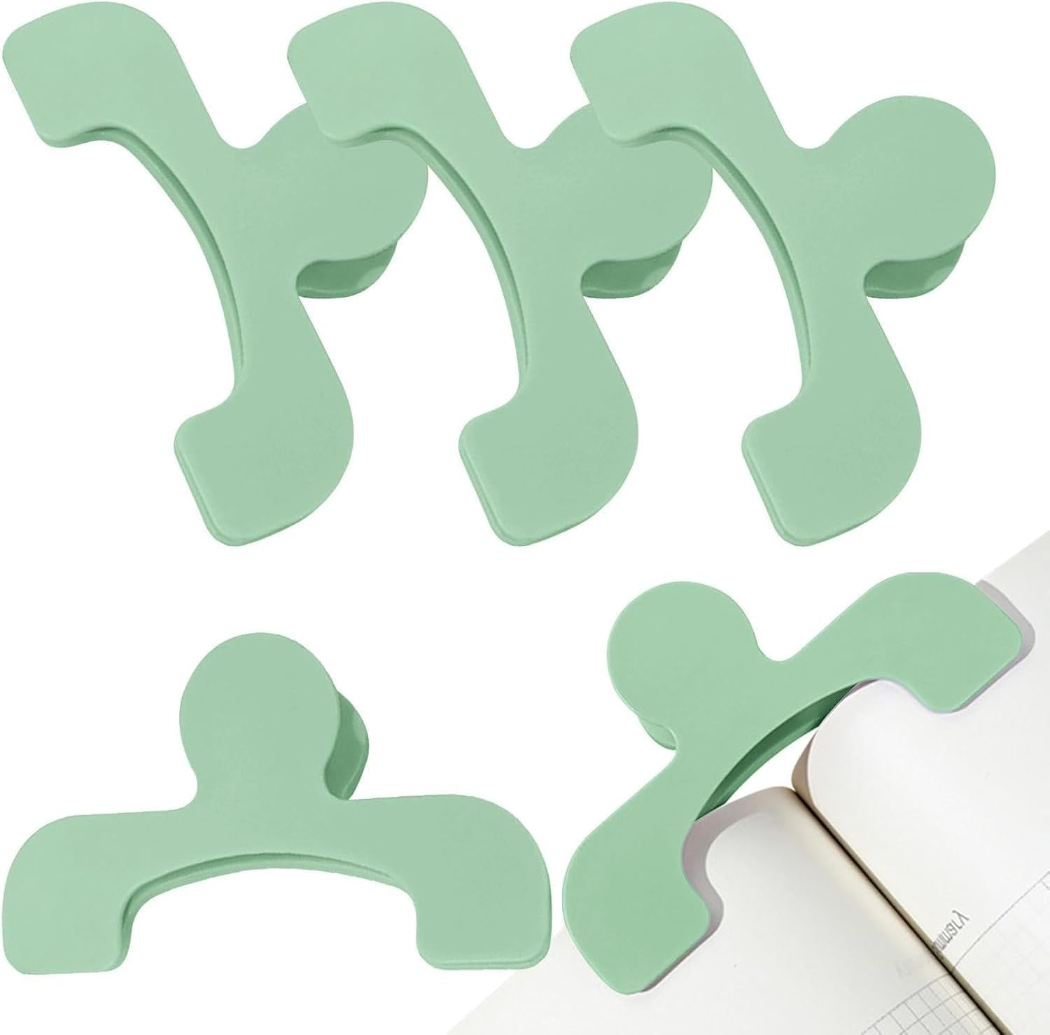 5 Pcs Book Clip for Reading Portable Book Page Holder for Hands Free Reading, Book Reading Accessories, Works on Hardcovers, Paperbacks, Magazines, and Comic, Art, Piano and Recipe Books (Green)