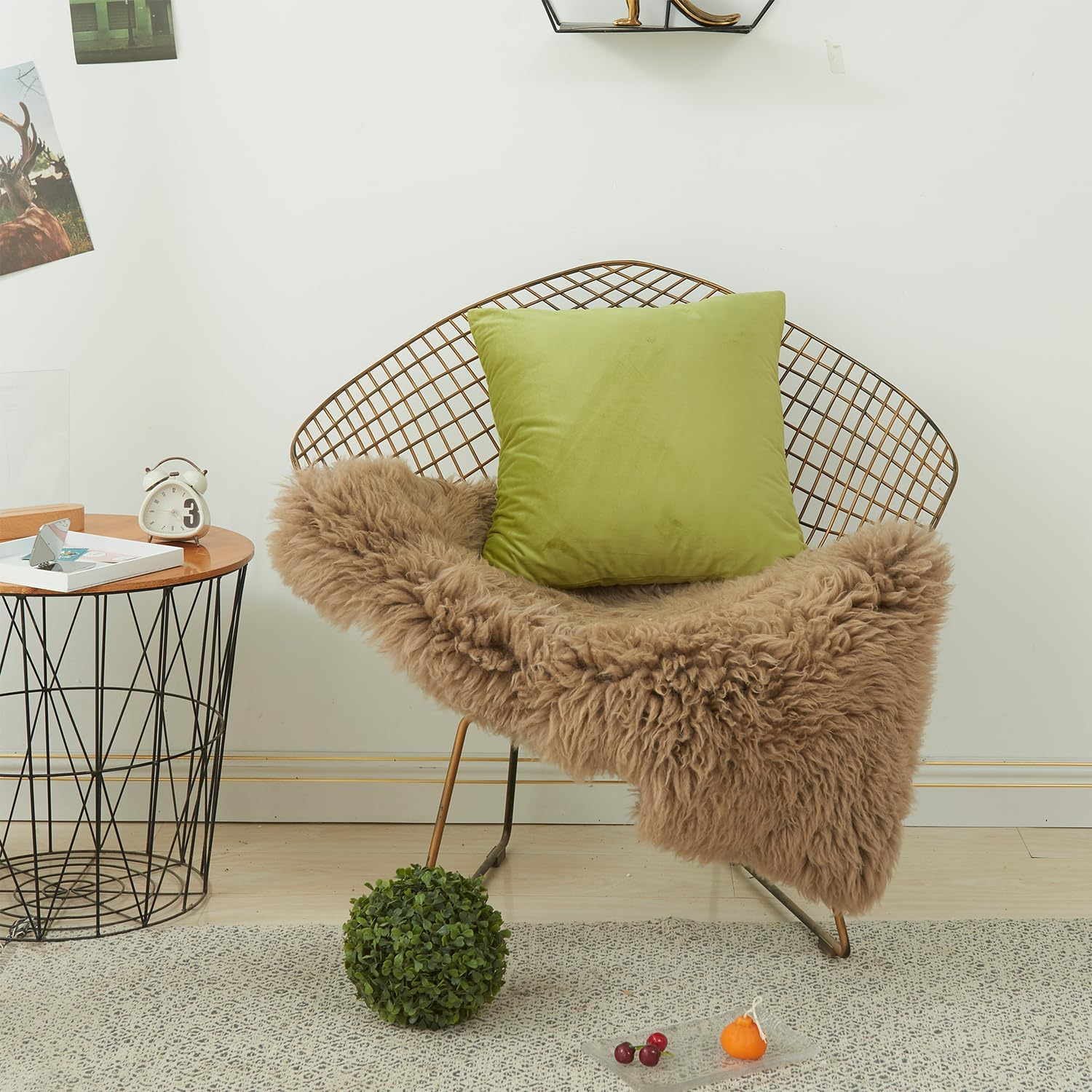 Set of 4 Velvet Throw Pillow Covers, Soft Square Home Decorative Cushion Cases Cozy Cushion Covers for Couch Sofa Car Bedroom Living Room Home Patio Indoors Outdoors Style Home Decor 45 X 45 Cm