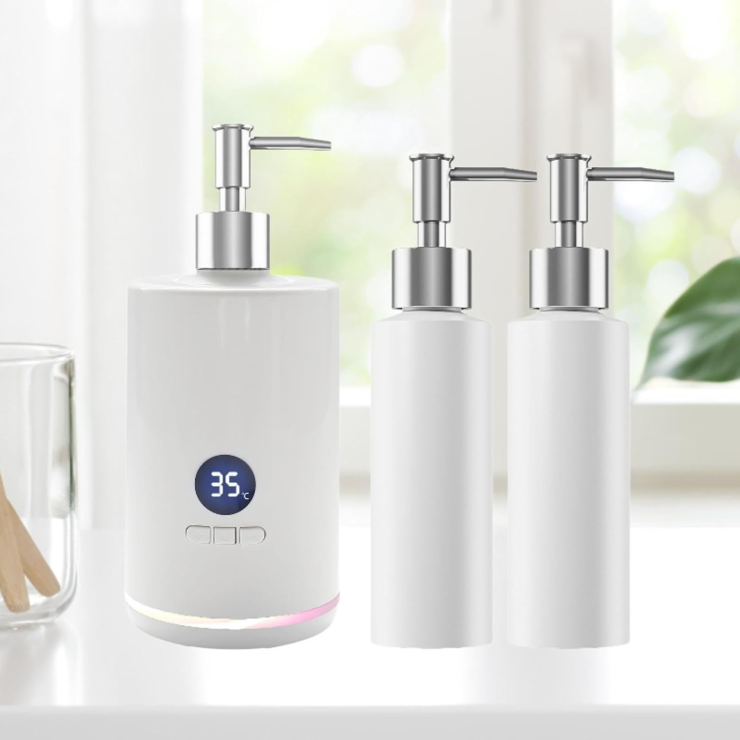 Single Essential Oil Bottle Heater Massage Oil Warmer Professional for Cream Lotion Lotion Warmer Dispenser Oil Bottle Warmer, White image number 3