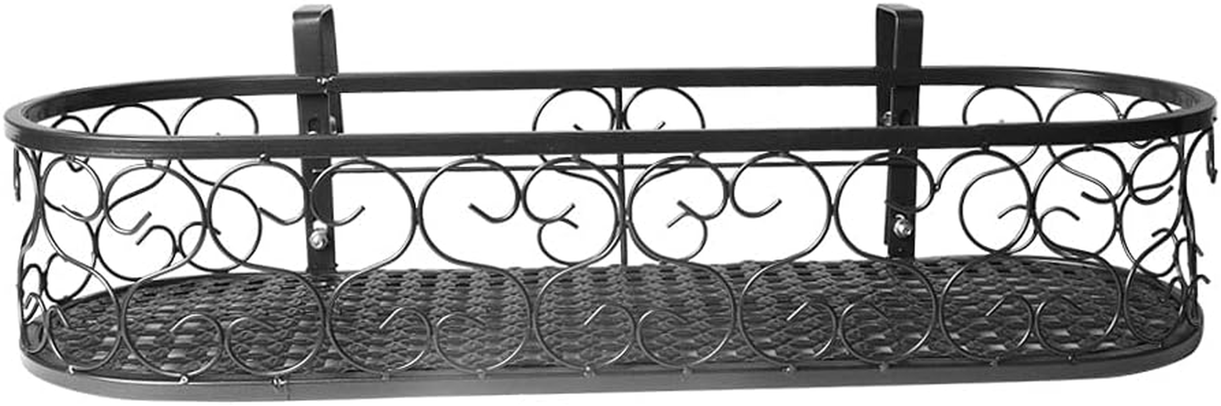 Levede Metal Oval Hanging Basket Plant Stand, Black - Black image number 5