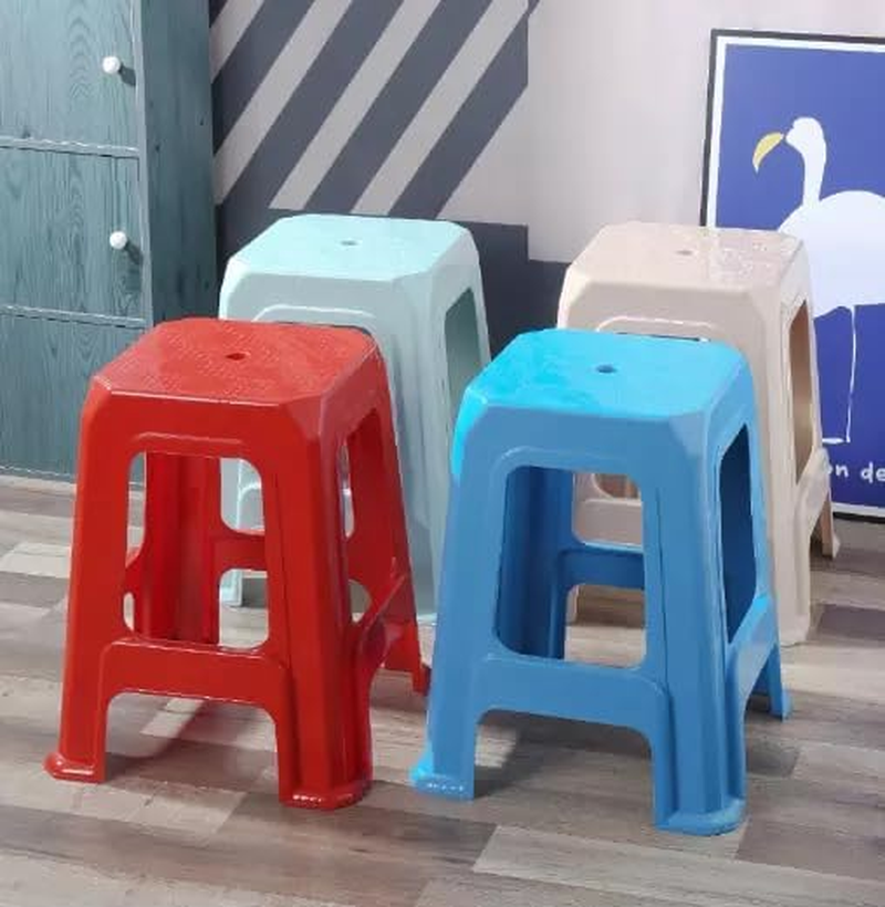 2Pcs 47Cm / 31Cm Height Plastic Stacking Stool Outdoor Indoor Stool &Chair Kitchen Dining Garden Audult/Kid Party Fishing Light Heavy Duty (47Cm White) - 31Cm Pink image number 7