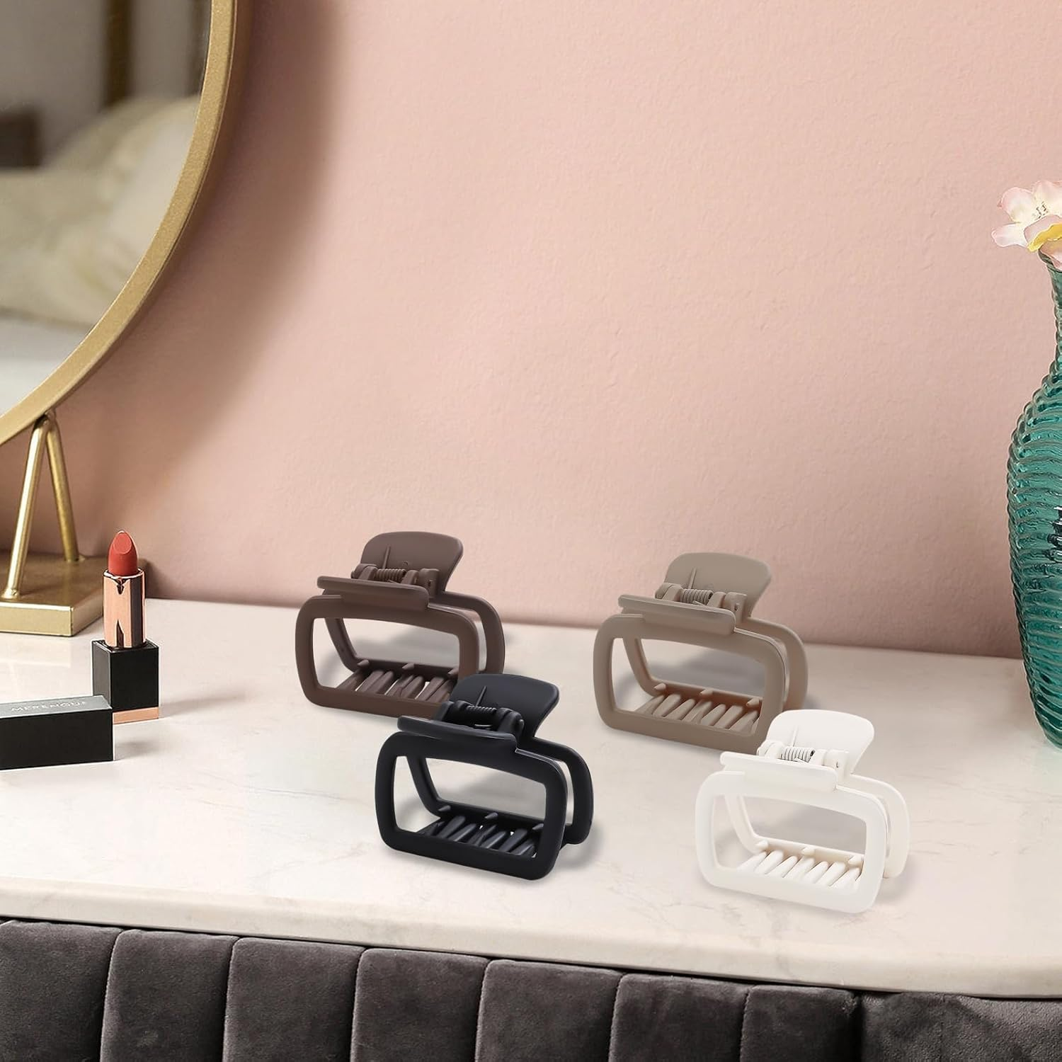 4-Piece Set Elegant Square Hair Clips, Matte Claw Clips, Non-Slip Design, Strong Hold, Hair Styling Accessories for Women and Girls image number 2