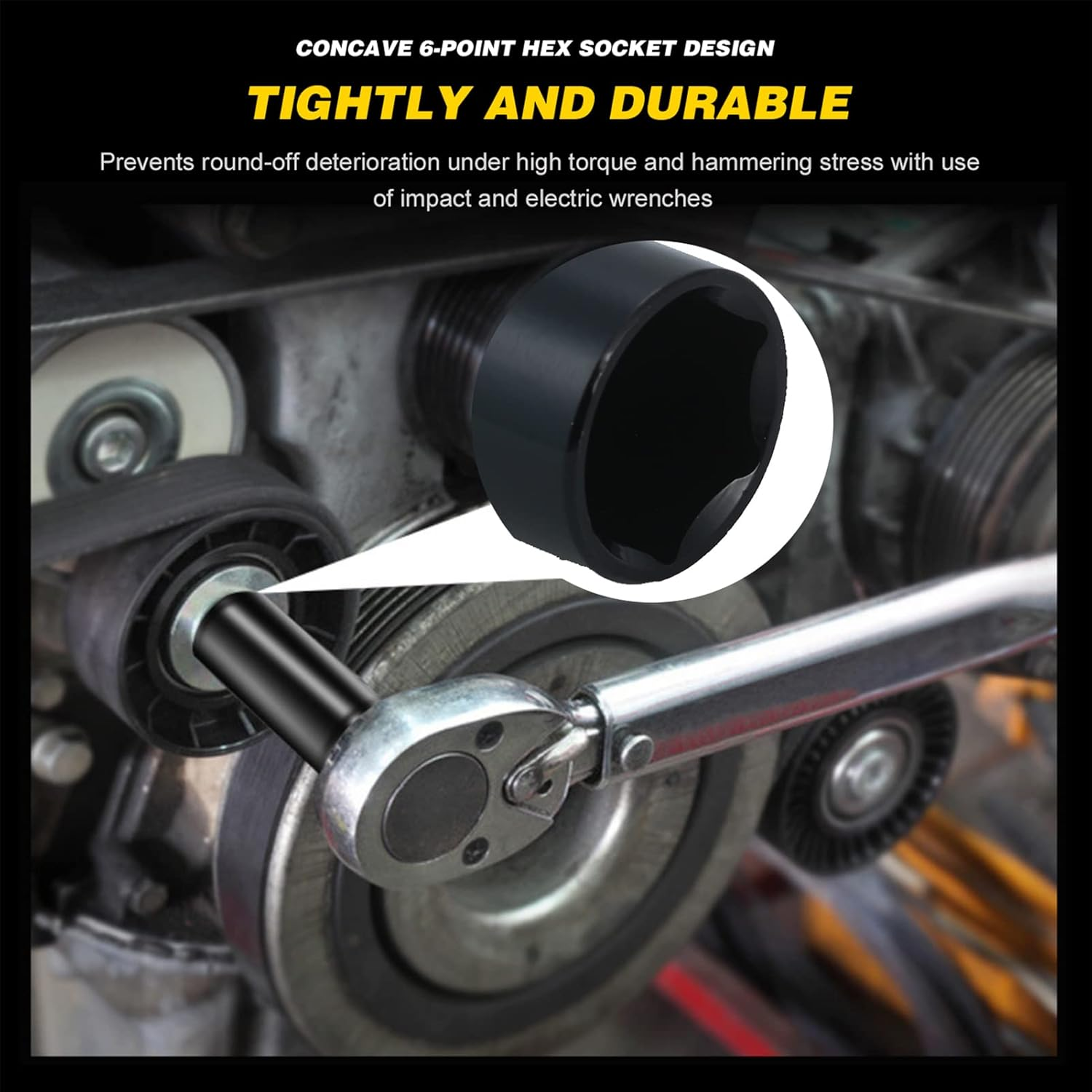 1/2 Inch Drive Hex Impact Socket Set 10-Piece Deep Socket Metric Sizes 10-22Mm and 3/8 Inch Adapter CR-V Material with Hard Storage Box