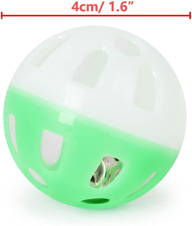 Darglino 12PCS 4CM Cat Toy Ball with Bell, Cat Bell Ball Cat Jingle Balls for Cats Kitten, Plastic Cat Toys Jingle Balls Pounce Chase Rattle Ball Toys Random Color image number 1
