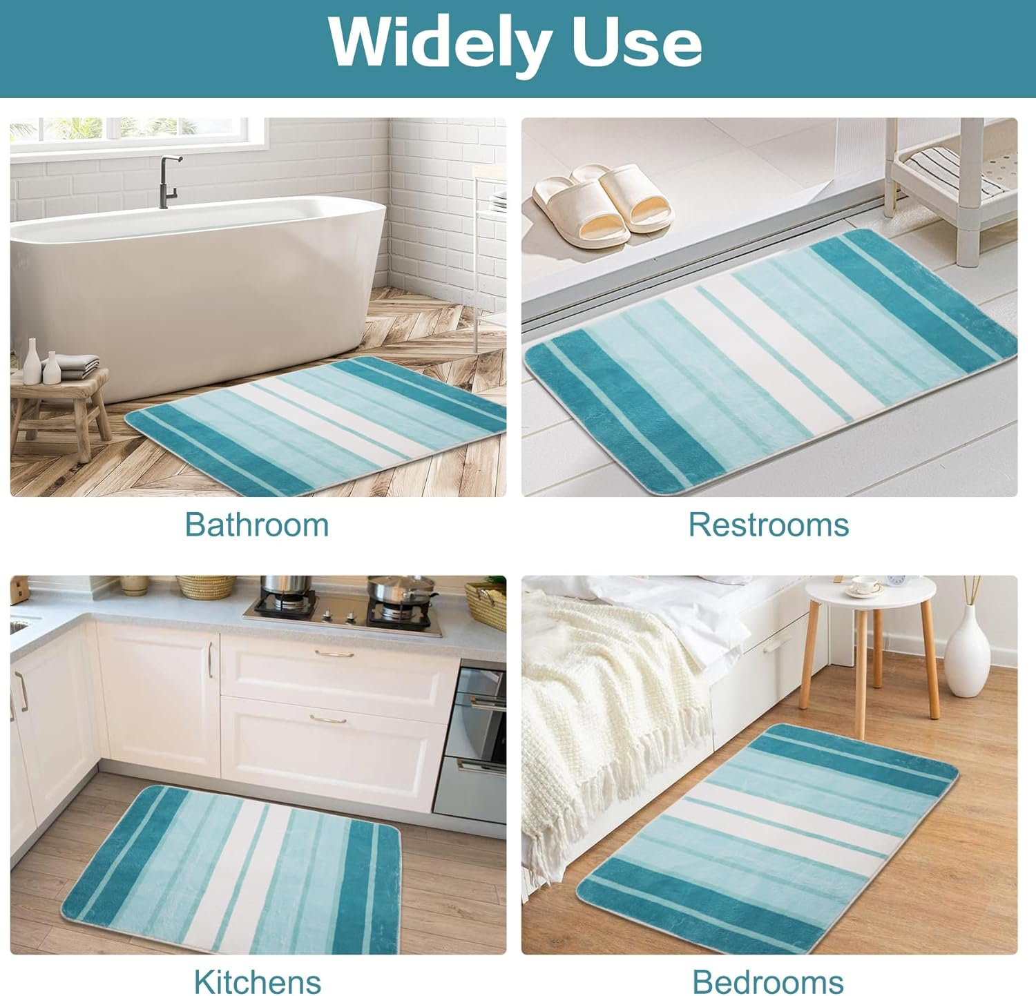 Microfiber Absorbent Bath Mat 50X80Cm, Non-Slip Bathroom Rug Washable Thin Bathroom Floor Mat, Soft Quick Dry Bath Carpet for Bathroom Floor, Tub, Shower (Green)