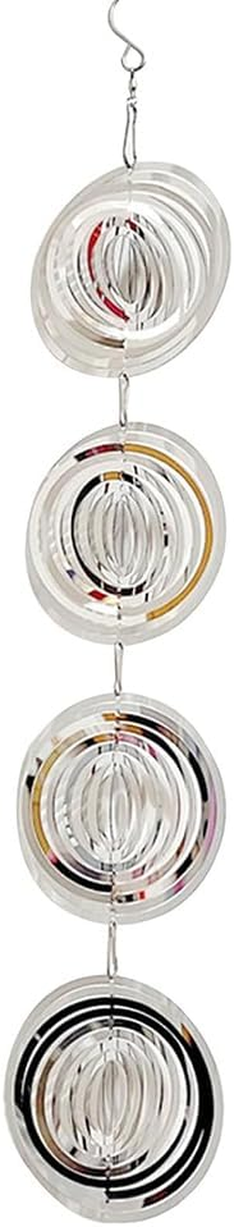 JIUSEGE 3D Reflective Bird Deterrent Set &ndash; Stainless Steel Wind Chimes & Sparkly Discs Wind Spinners for Outdoor Garden Decor, Keep Woodpeckers & Pigeons Away from Your House, Garden, Boat & Orchard image number 2