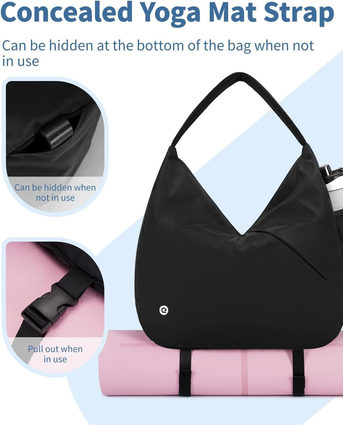 Women'S Large Gym Bag - Stylish Sports Duffel with Concealed Yoga Mat Holder & Shoe Compartment, Ideal for Workouts, Dance, and Overnight Travel with Wet Pocket for Yoga (Black) - Black image number 2