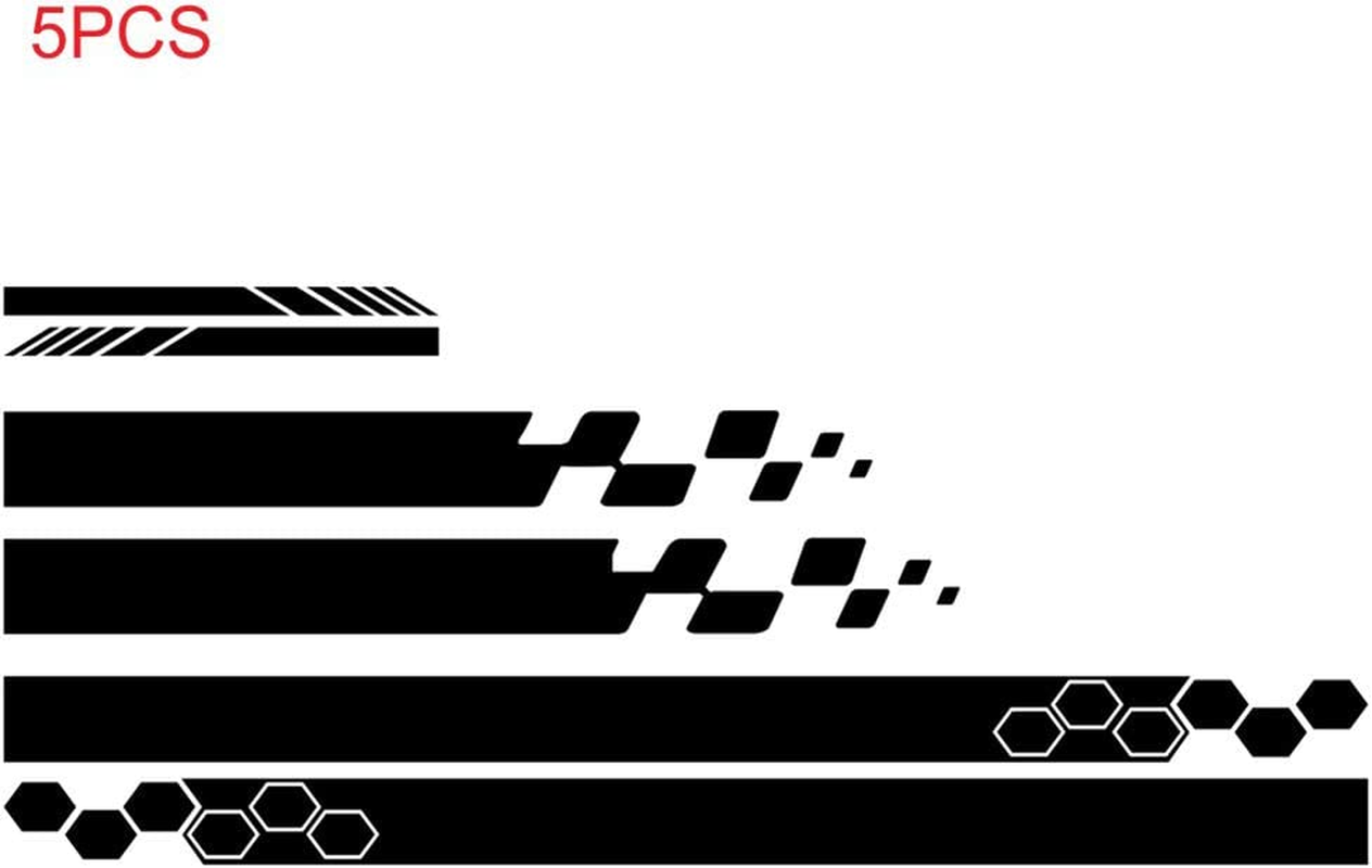 Rojuicy 5 Pieces Vinyl Car Side Stickers Decorative Auto Body Racing Sports Decals Car Truck DIY Decal Stripes Vinyl Sticker Accessories 1-2 Days Delivered image number 1