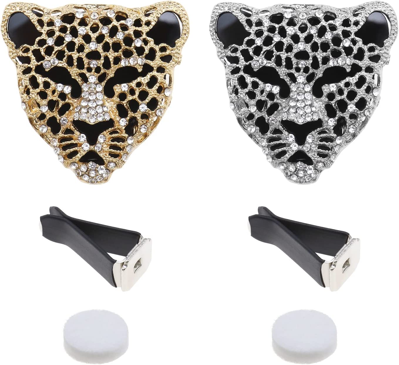 SING F LTD 2PCS Car Air Vent Clip Bling Rhinestone Leopard Shape Car Essential Oil Diffuser with Cotton Pad Car Bling Accessories Car Interior Decor image number 6