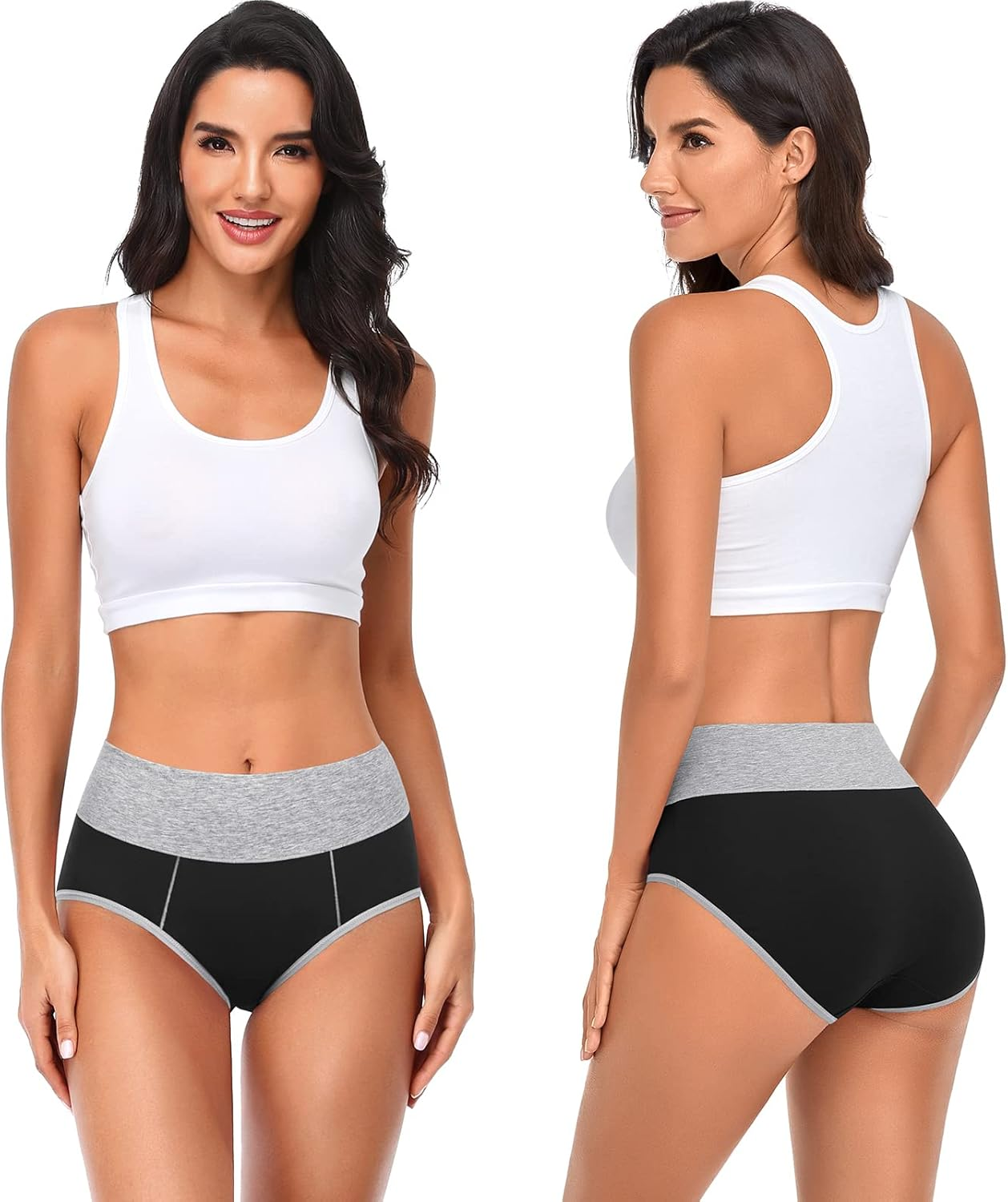 High Waisted Underwear for Women Cotton No Muffin Top Full Coverage Briefs Soft Stretch Ladies Panties 5 Pack image number 6