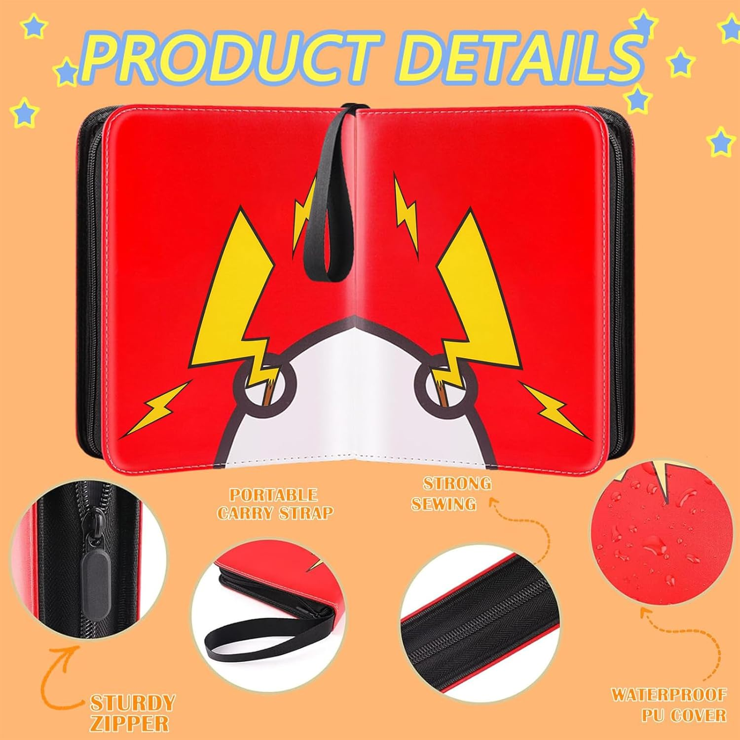 9 Pocket Card Binder, Trading Card Collector with 50 Removable Sleeves,900 Cards Pocket Portable Card Collector Album Holder Book image number 3