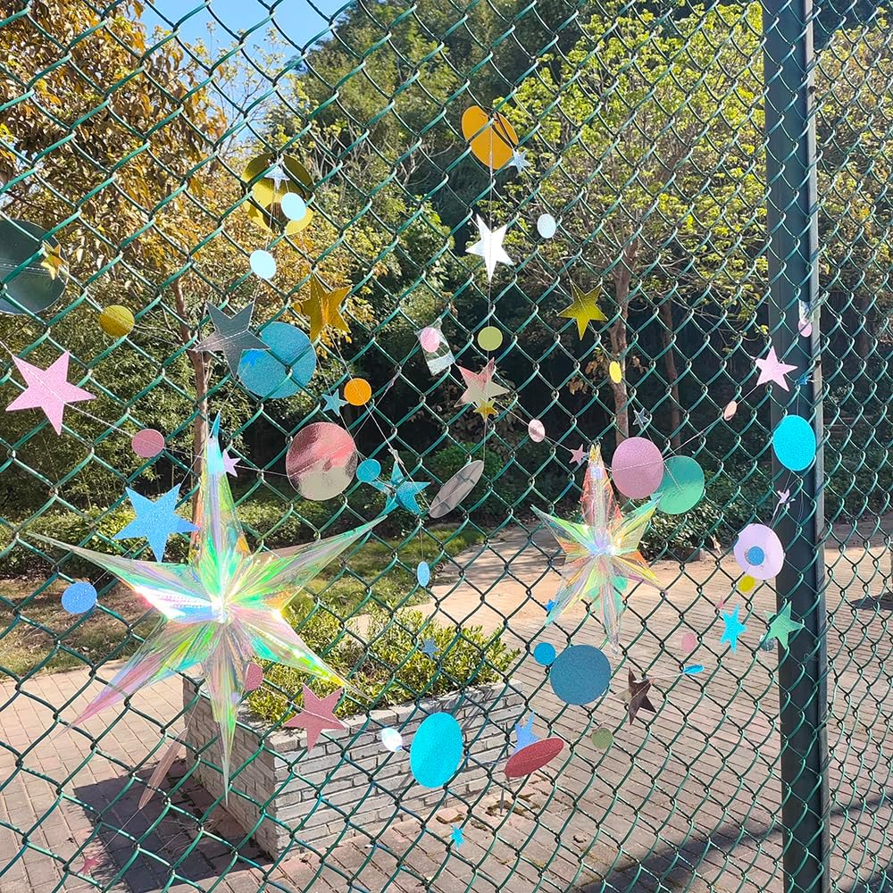 （48Pcs 156Inch） * 3 String Twinkle Little Star Party Garlands Glitter Hanging Moon Stars Decorations Banner Backdrop Decor for Ramadan Wedding Xmas Birthday EID Graduation (Gold) image number 2