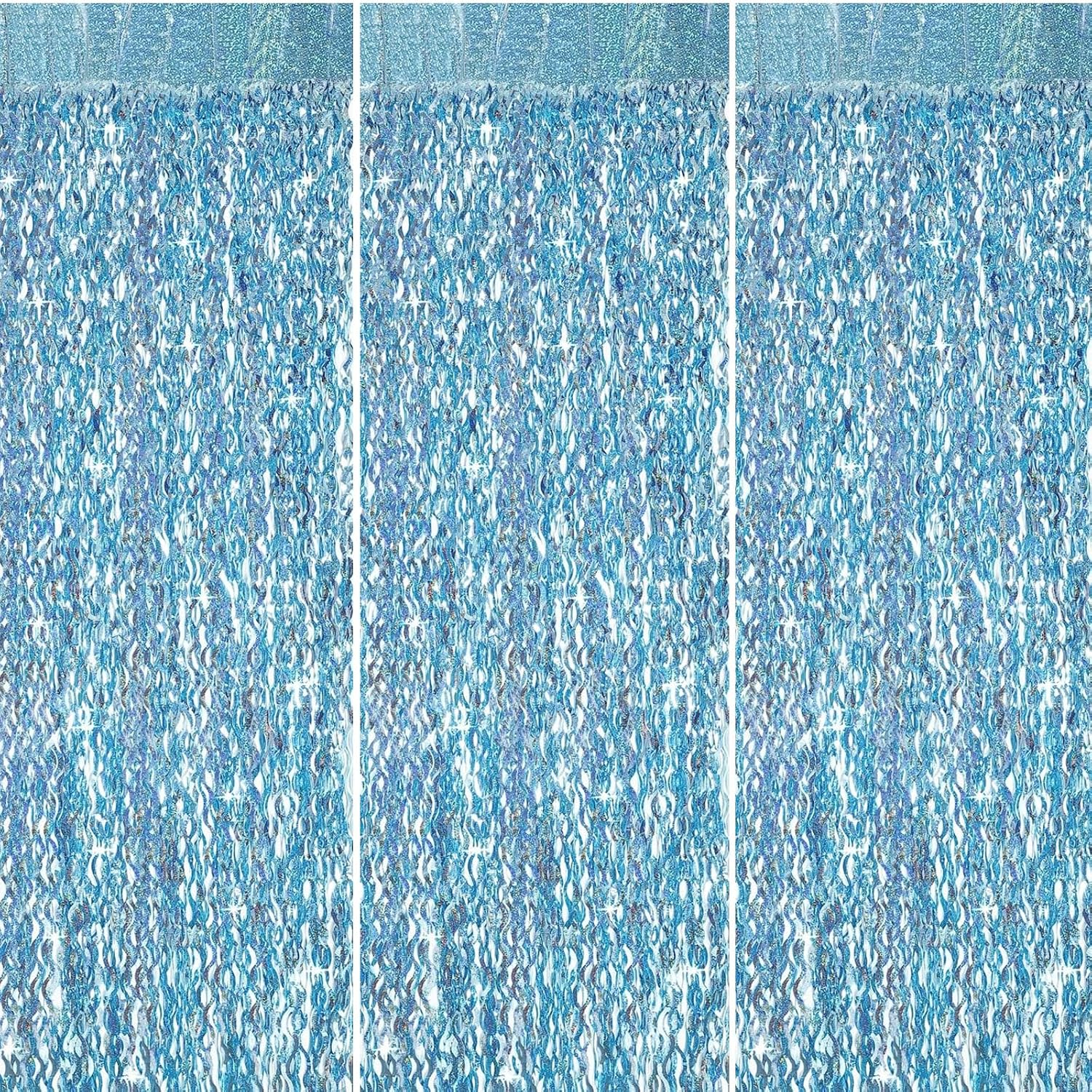 3 Pack PET Fringe Curtains Backdrop - 3.3X6.6Ft Metallic Tinsel Photo Booth Decor for Birthday, Wedding, Baby Shower, Graduation & Bachelorette Party Decorations (Silver)