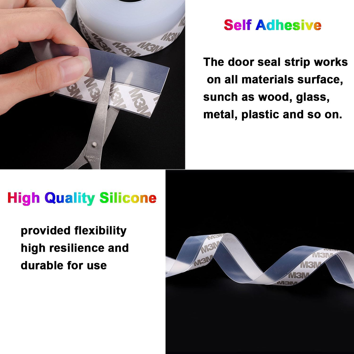 35Mm Weather Stripping for Door Frame, 16.4 Feet Silicone Seal Strip for Doors, Windows, Shower, Glass Gaps image number 3