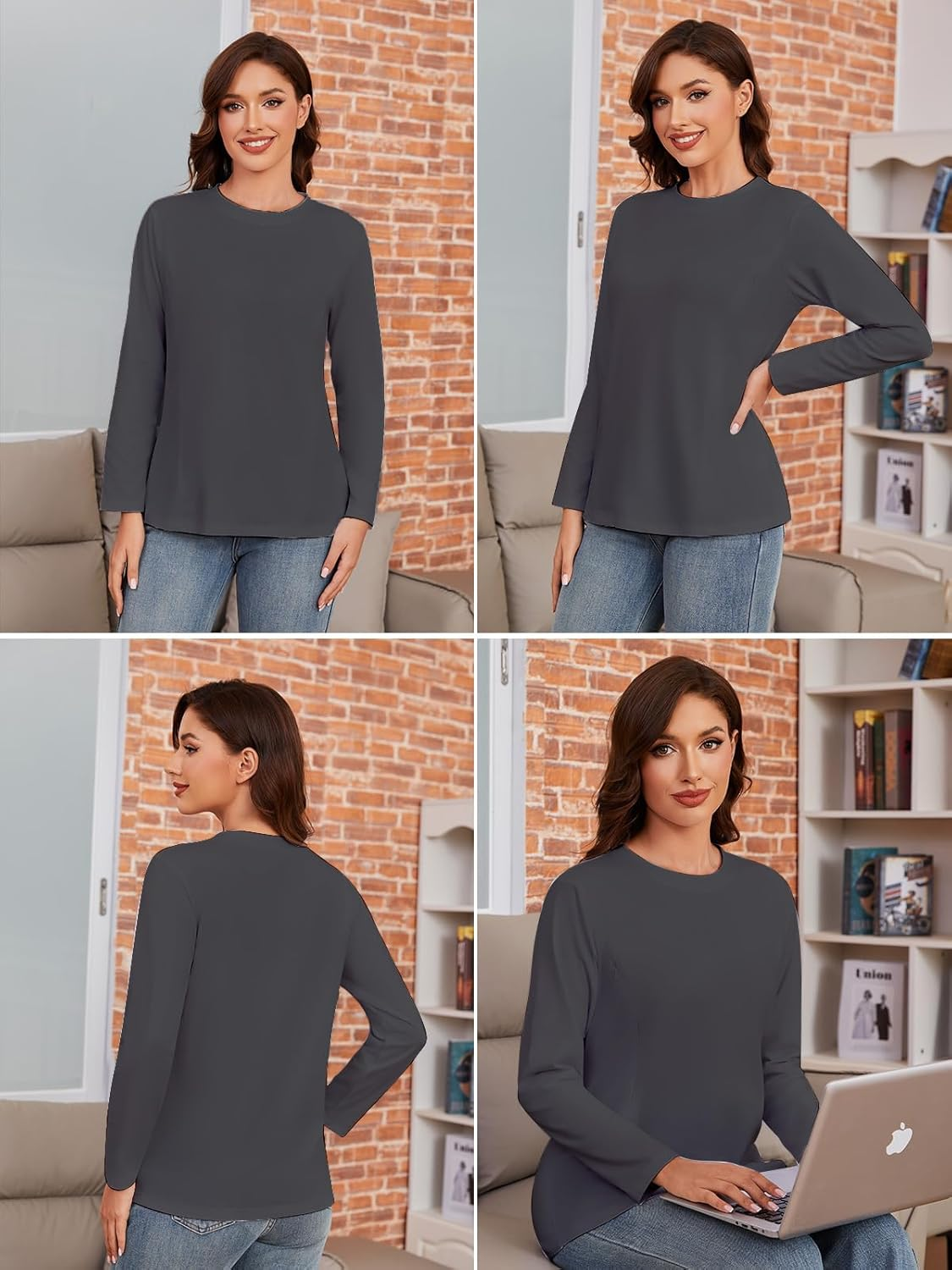 Love2Mi Pack of 3 Women'S Long-Sleeved Nursing Shirt with Hidden Zip Maternity Shirt Maternity Wear image number 3