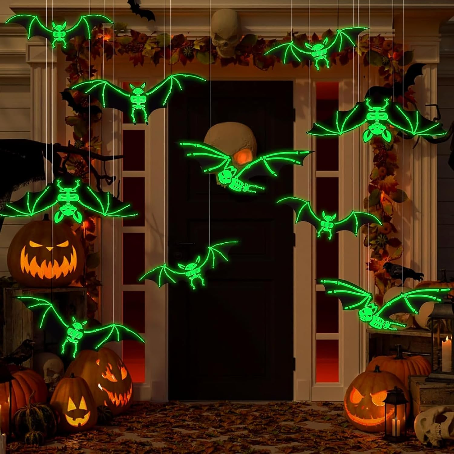 Hanging Bats Halloween Decoration,12 PCS Outdoor Indoor Halloween Hanging Bats Decor, Halloween Yard Decorations, Hallween Tree Decorations Ornaments, 3D Bats for Hanging in the Tree image number 5
