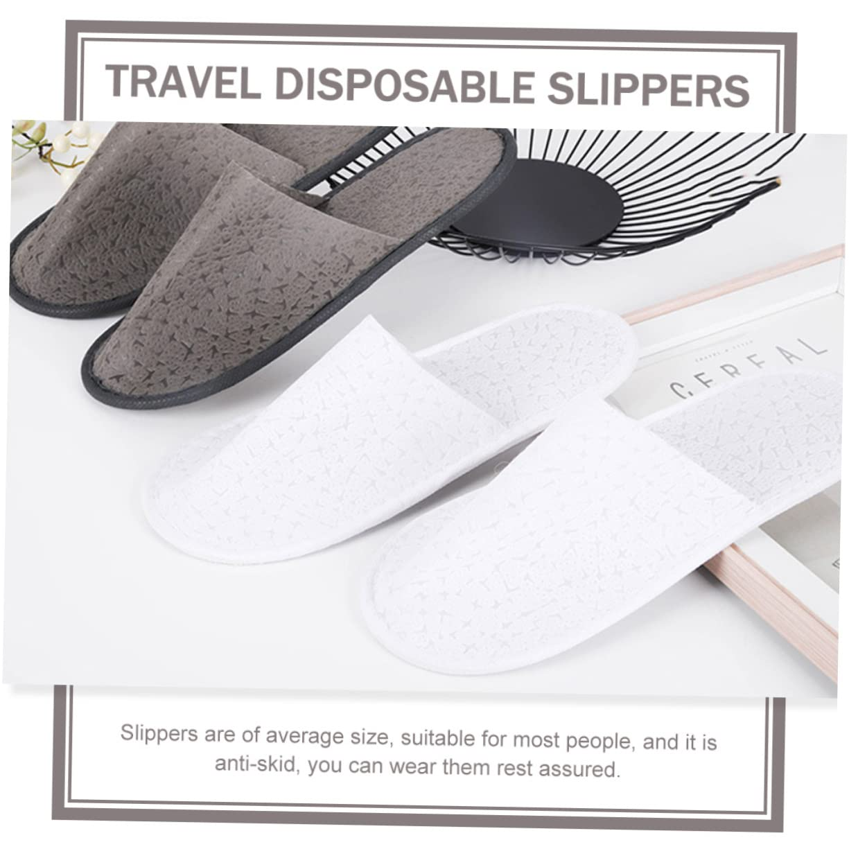 SOESFOUFU 10Pairs Slip Guest Slippers Disposable Thin Travel Slippers for Hotel Spa Salon image number 1