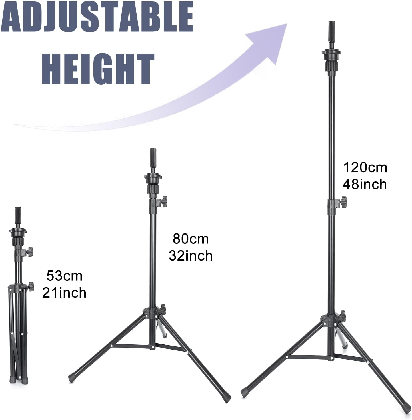 FLWAI Adjustable Wig Stand Mannequin Head Tripod 21-48Inch Reinforced Metal Mannequin Head Stand for Cosmetology Hairdressing Training image number 3